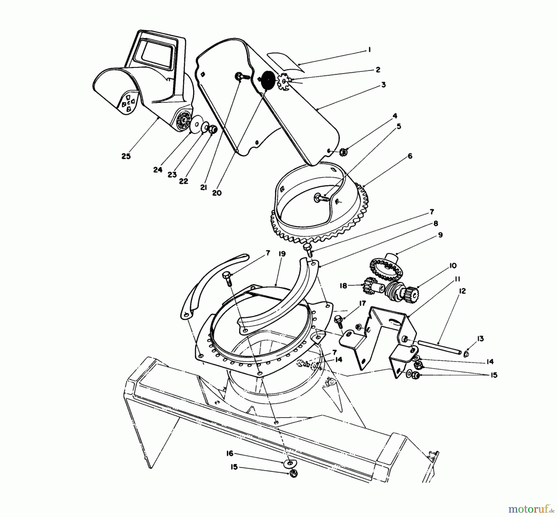  Toro Neu Snow Blowers/Snow Throwers Seite 1 38180C - Toro CCR 2000 Snowthrower, 1987 (7000001-7999999) DISCHARGE CHUTE ASSEMBLY