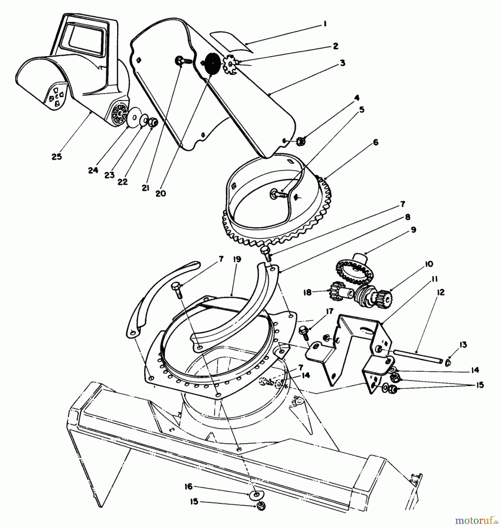  Toro Neu Snow Blowers/Snow Throwers Seite 1 38180 - Toro CCR 2000 Snowthrower, 1988 (8000001-8999999) DISCHARGE CHUTE ASSEMBLY