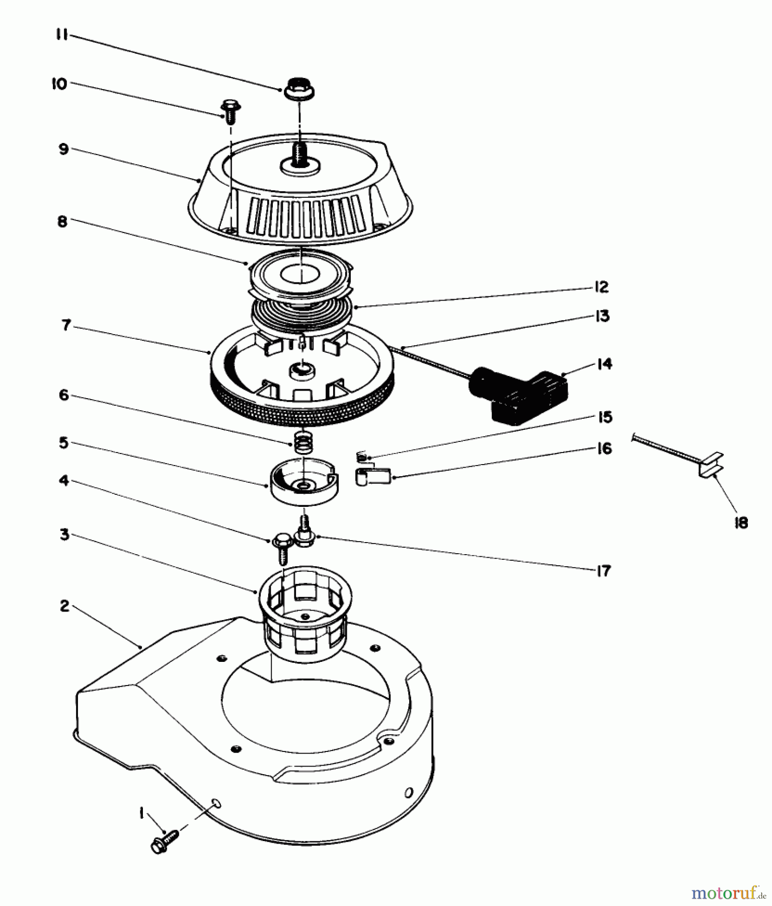  Toro Neu Snow Blowers/Snow Throwers Seite 1 38180 - Toro CCR 2000 Snowthrower, 1990 (0000001-0007973) RECOIL STARTER ASSEMBLY (ENGINE MODEL NO. 47PK9)