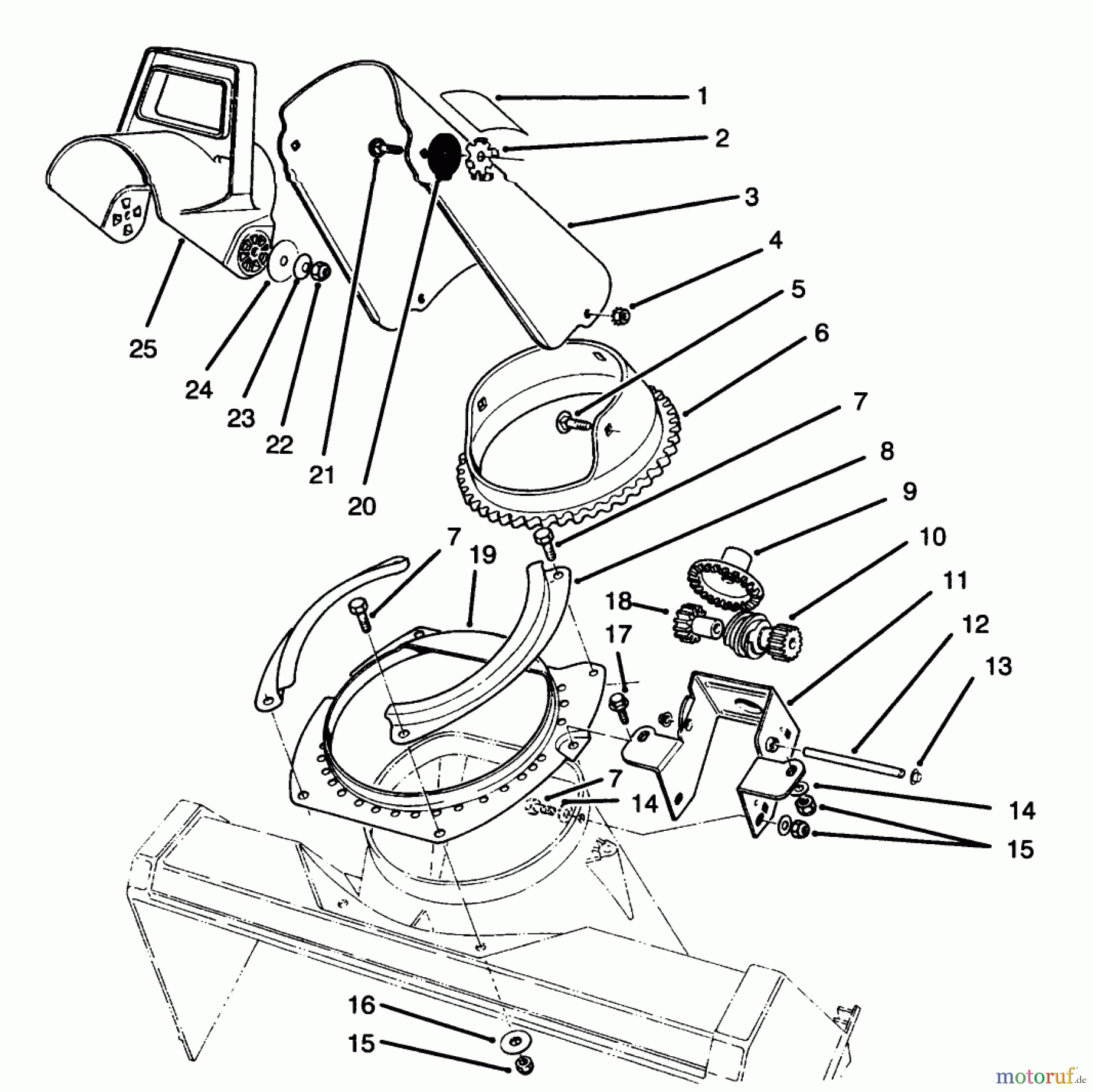  Toro Neu Snow Blowers/Snow Throwers Seite 1 38181 - Toro CCR 2000 Snowthrower, 1995 (5900001-5999999) DISCHARGE CHUTE ASSEMBLY