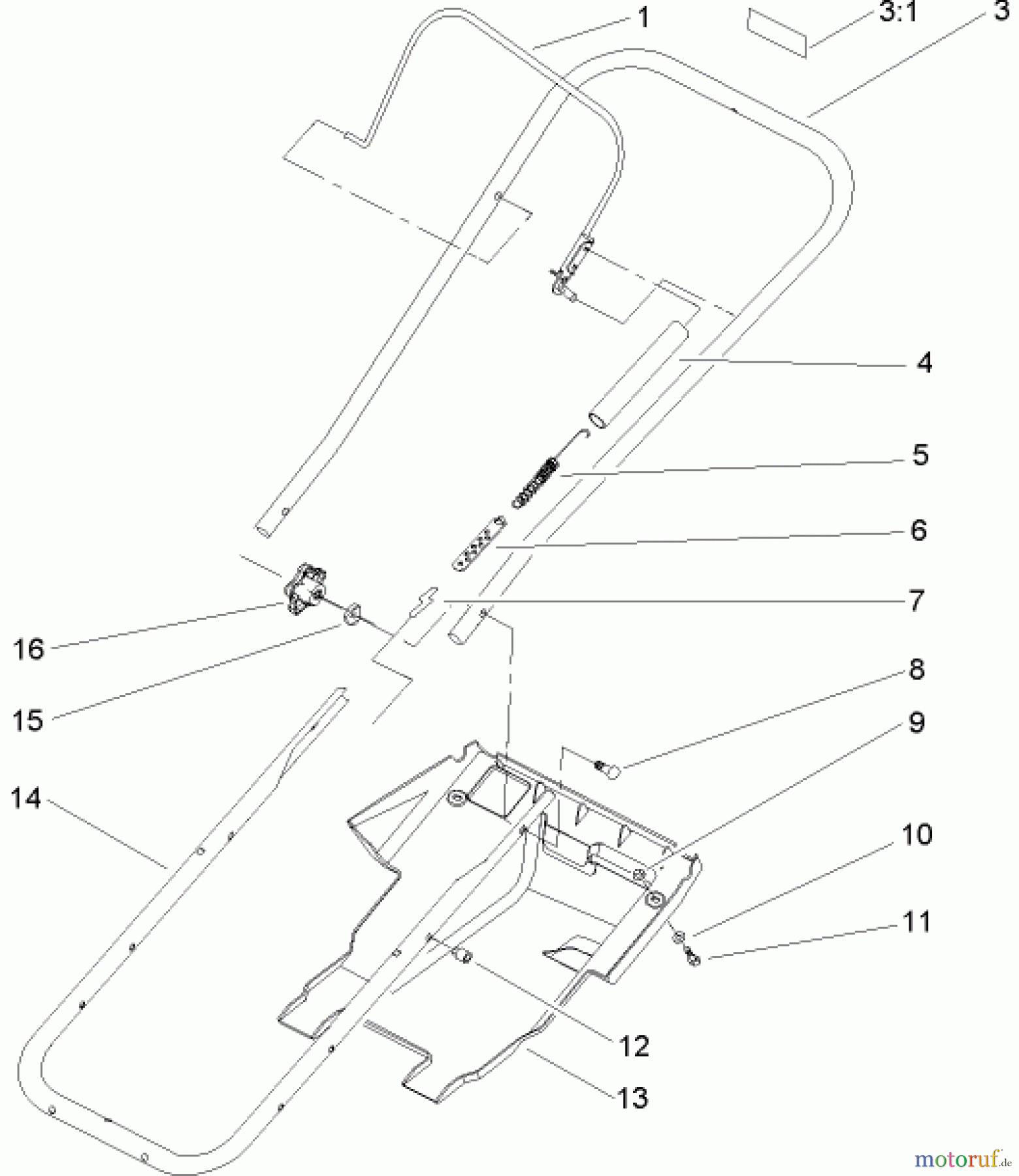  Toro Neu Snow Blowers/Snow Throwers Seite 1 38183 - Toro Powerlite Snowthrower, 2005 (250000001-250999999) HANDLE AND LOWER SHROUD ASSEMBLY