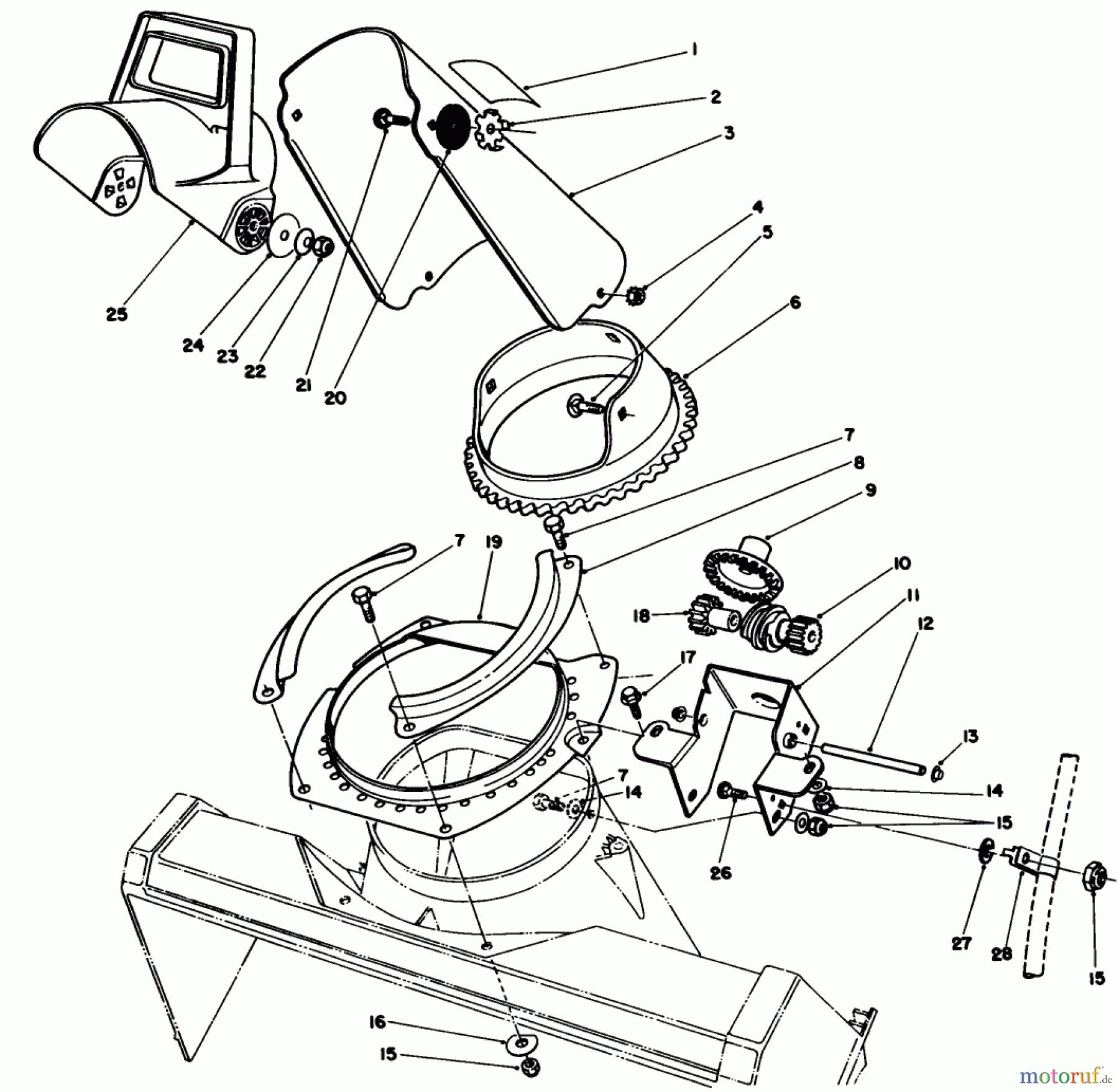  Toro Neu Snow Blowers/Snow Throwers Seite 1 38186 - Toro CCR 2000 Snowthrower, 1990 (0000001-0999999) DISCHARGE CHUTE ASSEMBLY