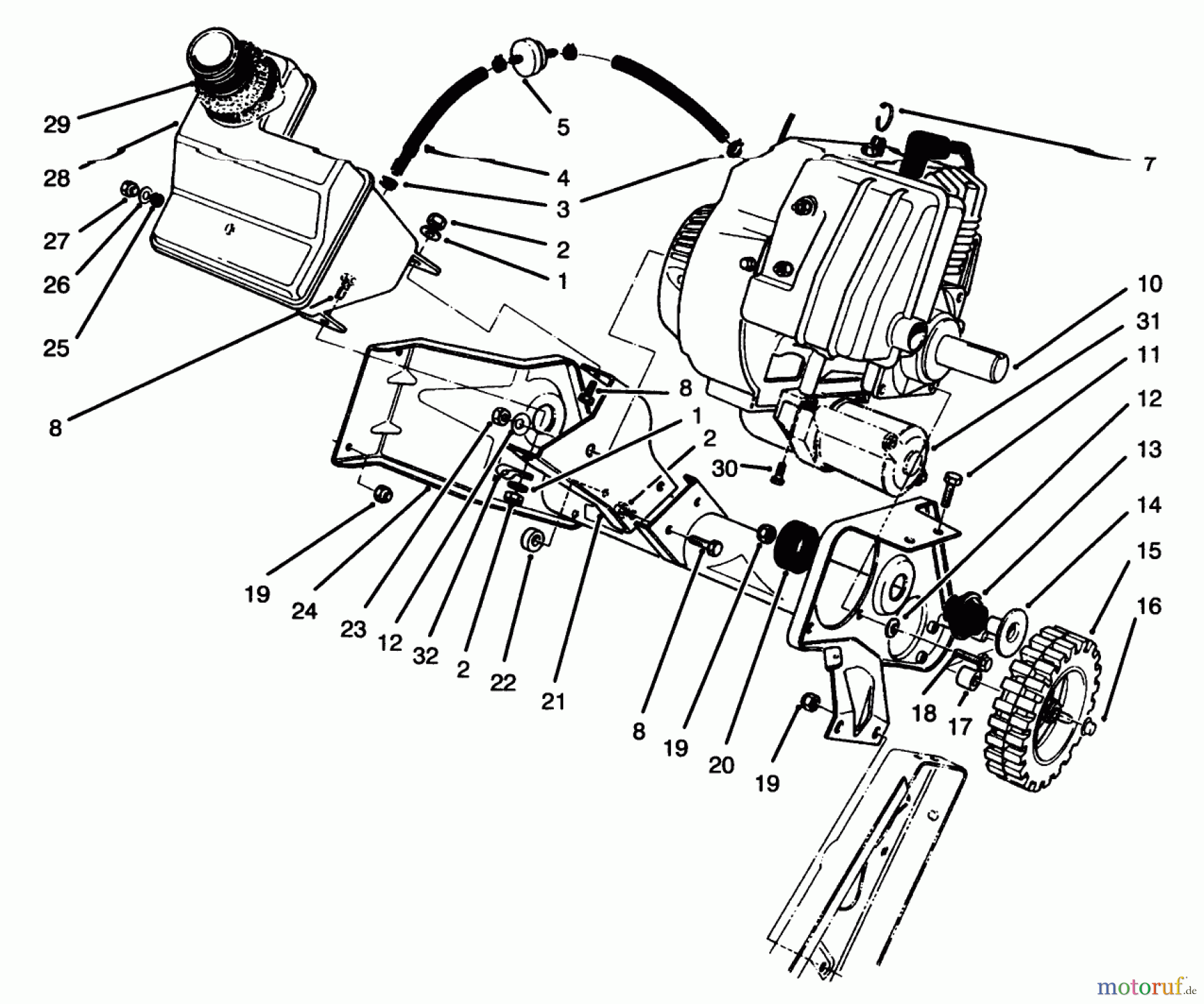  Toro Neu Snow Blowers/Snow Throwers Seite 1 38186 - Toro CCR 2000 Snowthrower, 1996 (6900001-6999999) ENGINE & MAIN FRAME ASSEMBLY