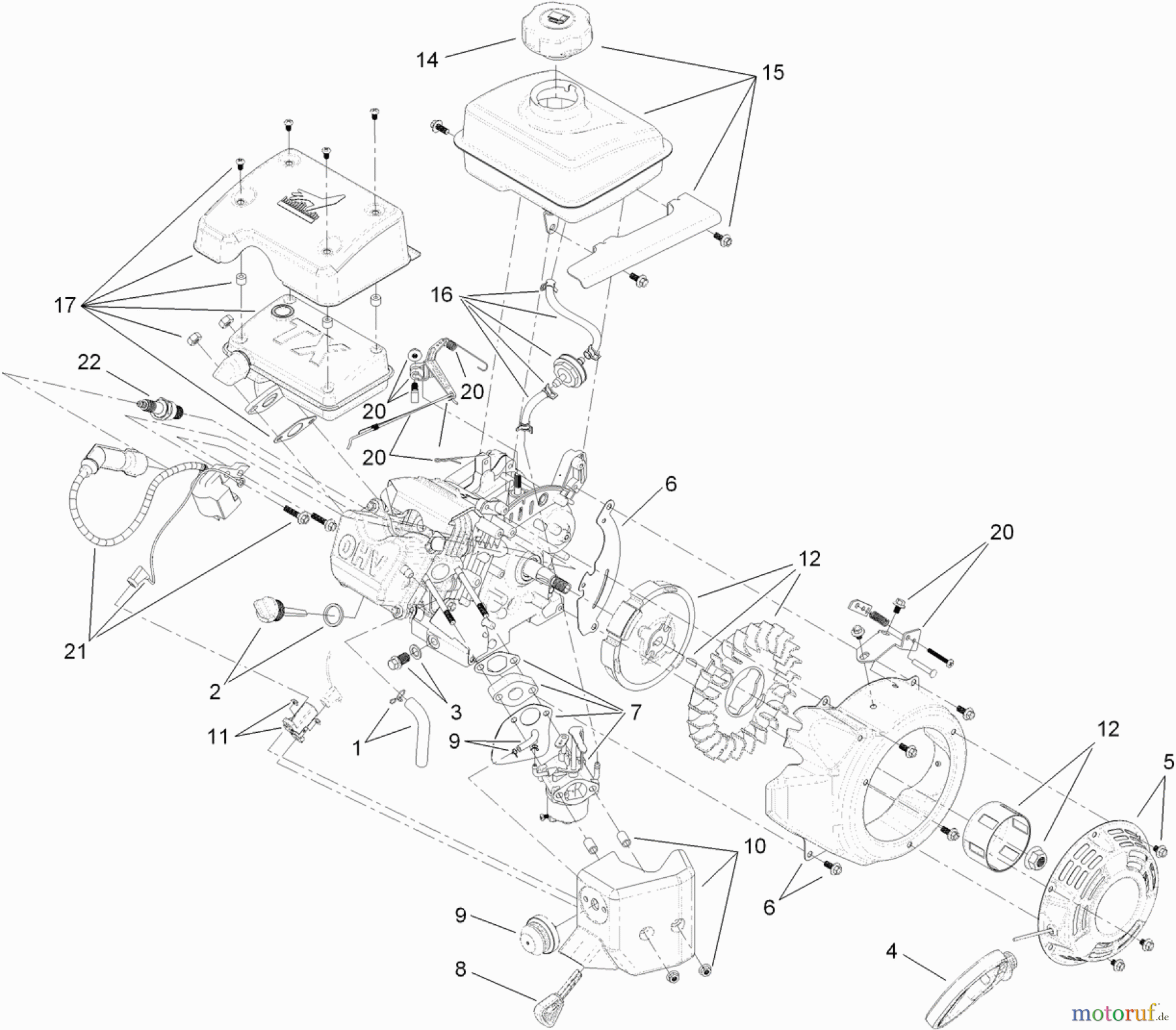  Toro Neu Snow Blowers/Snow Throwers Seite 1 38273 - Toro Powerlite Snowthrower, 2012 (312000001-312999999) ENGINE ASSEMBLY NO. 119-1974