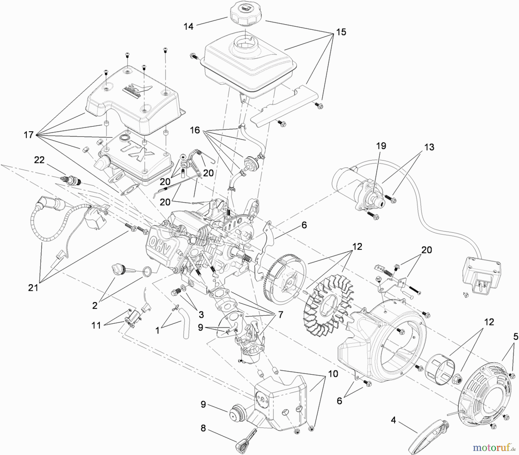  Toro Neu Snow Blowers/Snow Throwers Seite 1 38282 (180) - Toro Power Clear 180 Snowthrower, 2011 (311000001-311003000) ELECTRIC START ENGINE COMPONENT ASSEMBLY NO. 119-1975