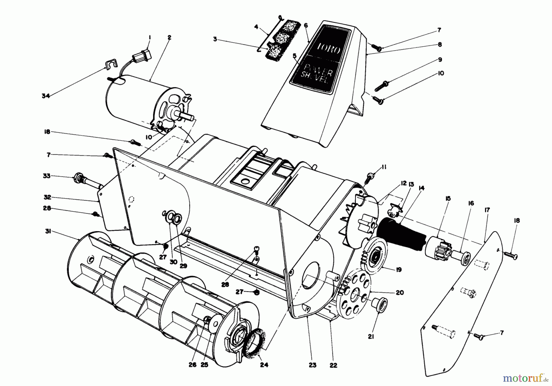  Toro Neu Snow Blowers/Snow Throwers Seite 1 38310 - Toro Power Shovel Snowthrower, 1986 (6000001-6999999) ROTOR HOUSING ASSEMBLY