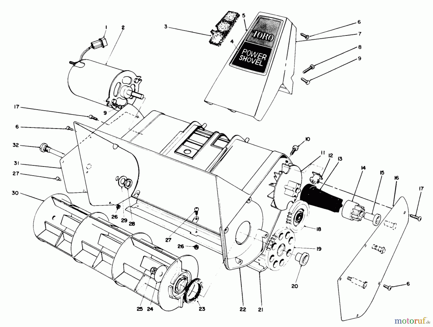  Toro Neu Snow Blowers/Snow Throwers Seite 1 38310 - Toro Power Shovel Snowthrower, 1989 (9000001-9999999) ROTOR HOUSING ASSEMBLY