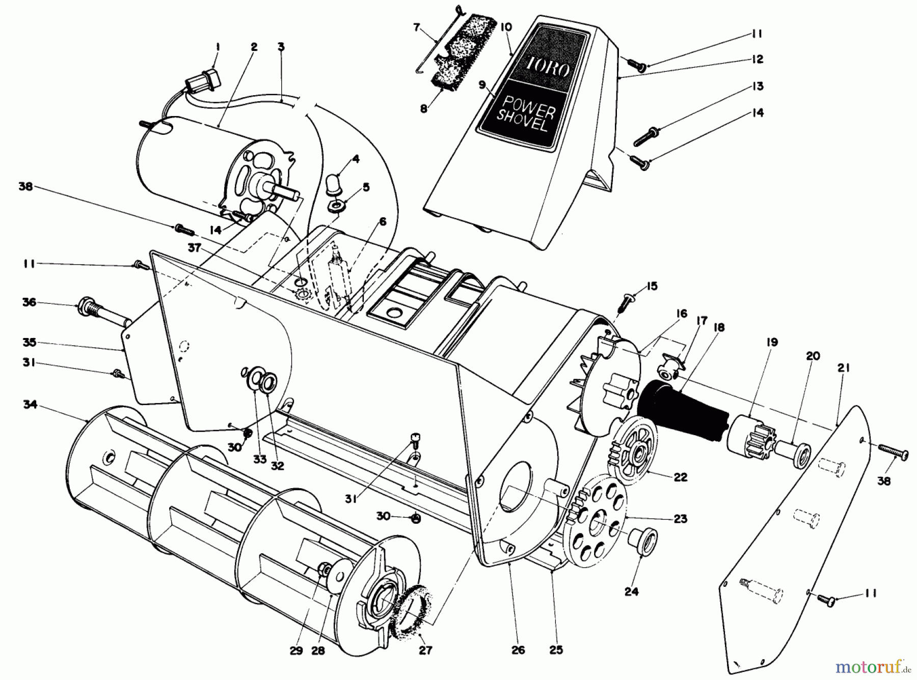  Toro Neu Snow Blowers/Snow Throwers Seite 1 38315 - Toro Power Shovel Snowthrower, 1981 (1000001-1999999) ROTOR HOUSING ASSEMBLY