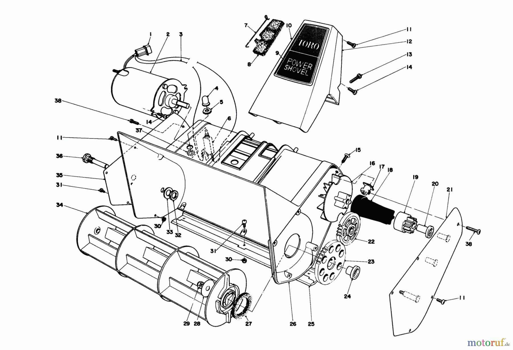  Toro Neu Snow Blowers/Snow Throwers Seite 1 38325 - Toro Power Shovel Snowthrower, 1981 (1000001-1999999) ROTOR HOUSING ASSEMBLY