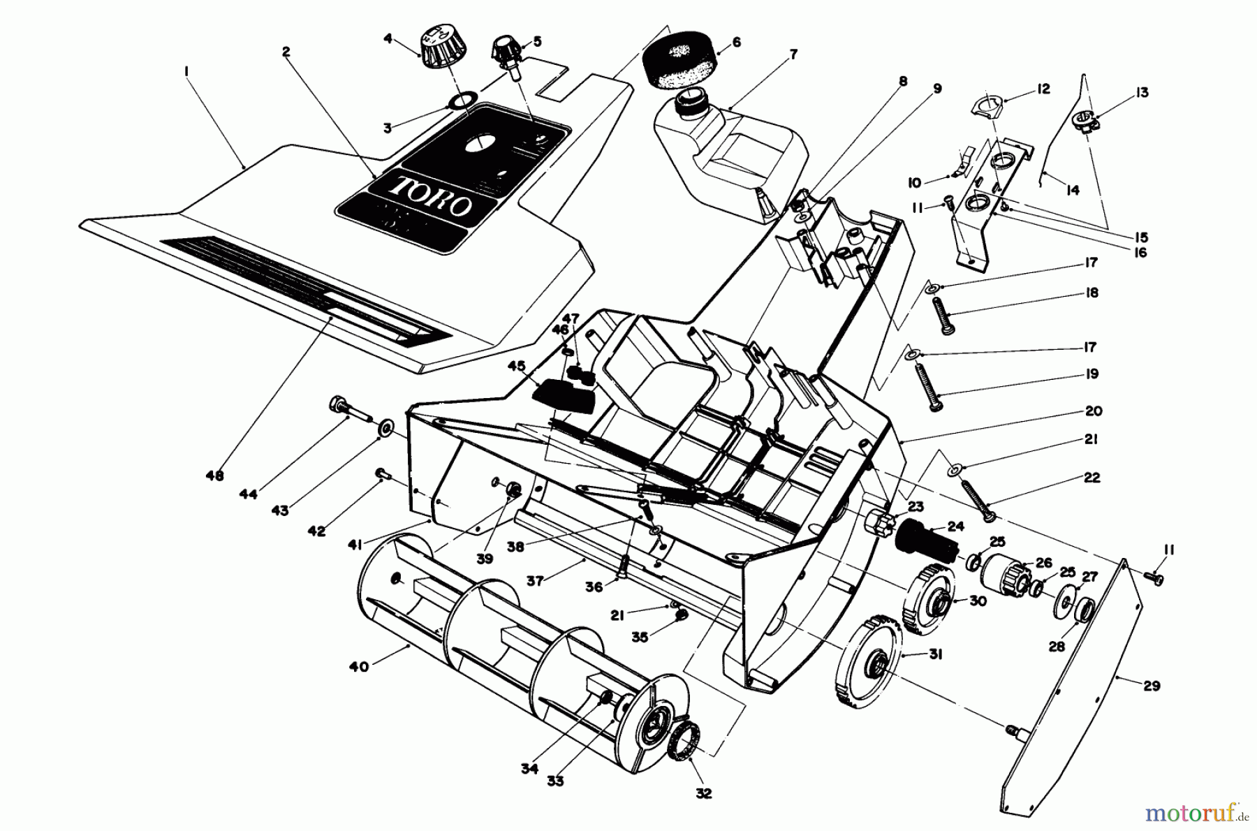  Toro Neu Snow Blowers/Snow Throwers Seite 1 38350 - Toro Gas Power Shovel Snowthrower, 1984 (4000001-4999999) ROTOR HOUSING ASSEMBLY