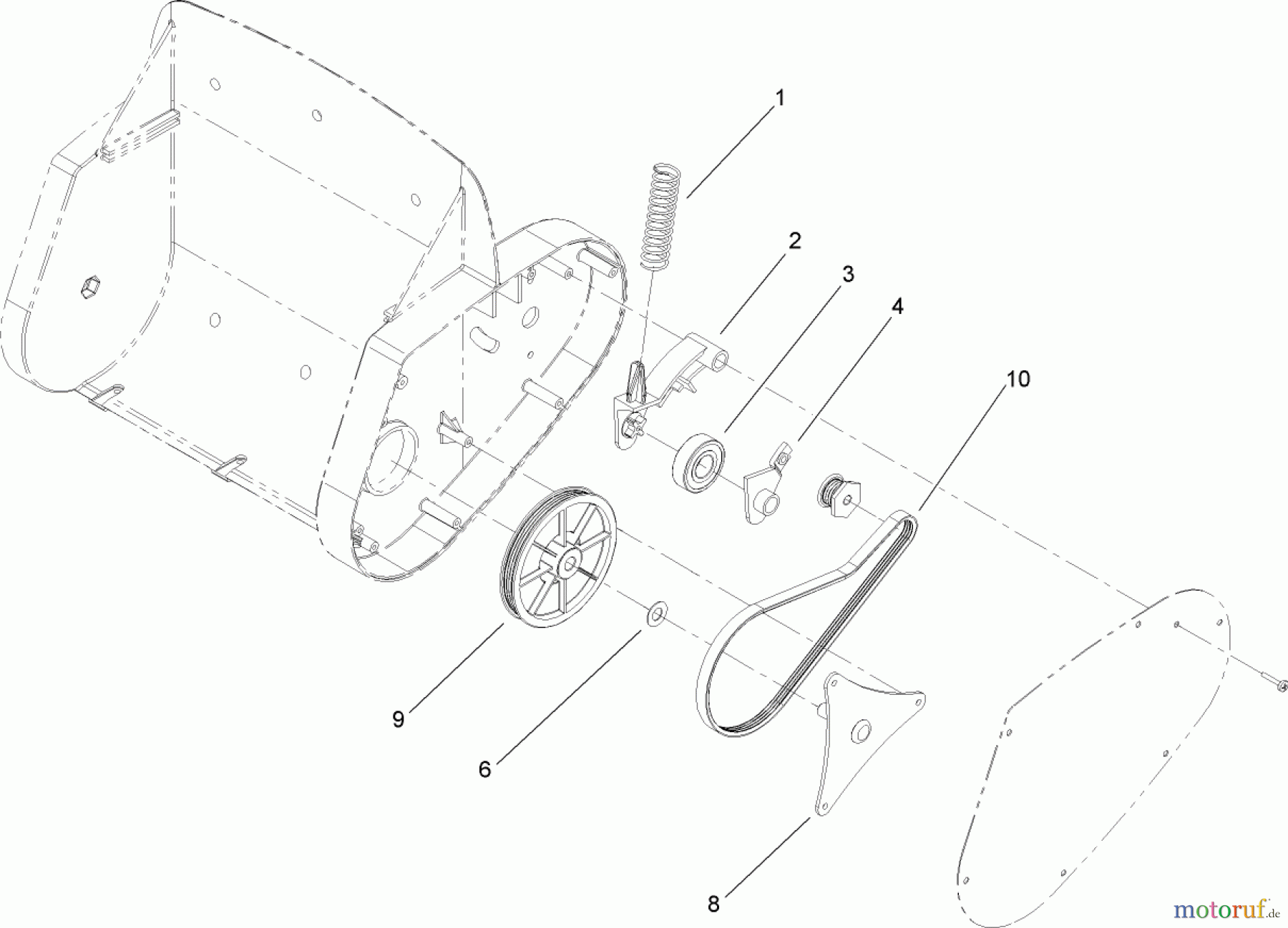  Toro Neu Snow Blowers/Snow Throwers Seite 1 38361 - Toro Power Shovel, 2009 (290000001-290999999) PULLEY AND DRIVE ASSEMBLY