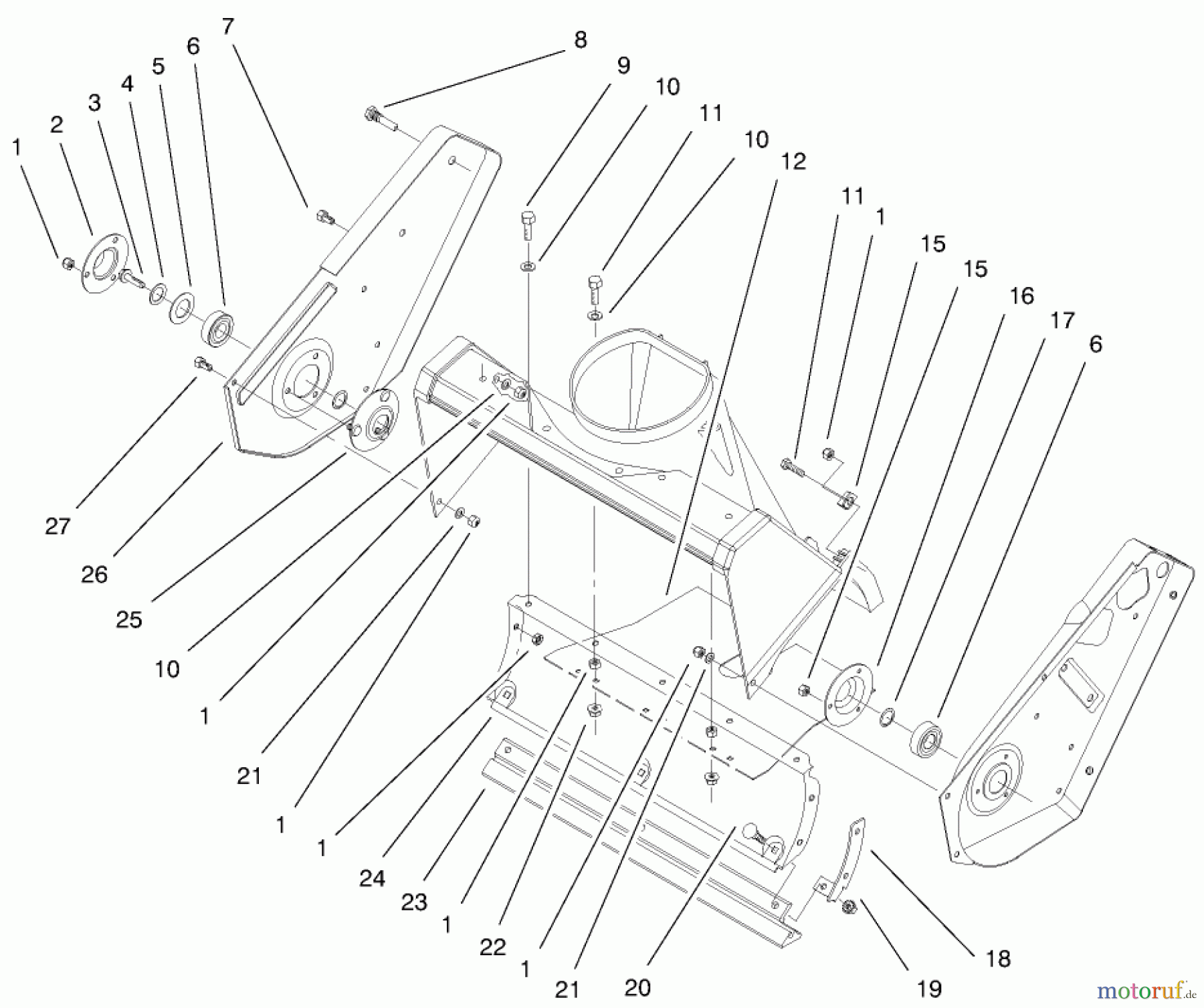  Toro Neu Snow Blowers/Snow Throwers Seite 1 38409 (2400) - Toro CCR 2400 Snowthrower, 1999 (9900001-9999999) AUGER HOUSING ASSEMBLY