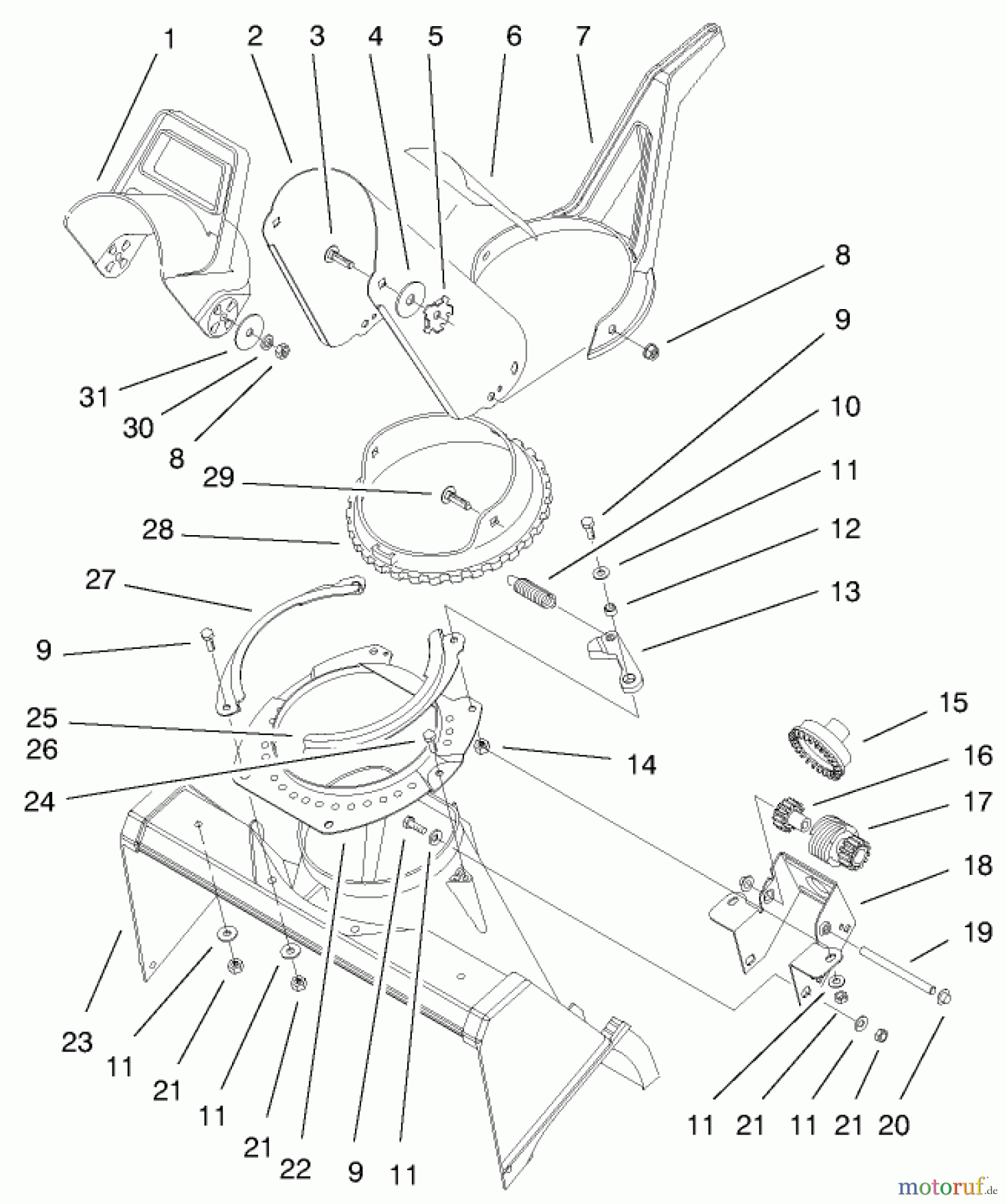  Toro Neu Snow Blowers/Snow Throwers Seite 1 38409 (2400) - Toro CCR 2400 Snowthrower, 1999 (9900001-9999999) DEFLECTOR AND DISCHARGE ASSEMBLY