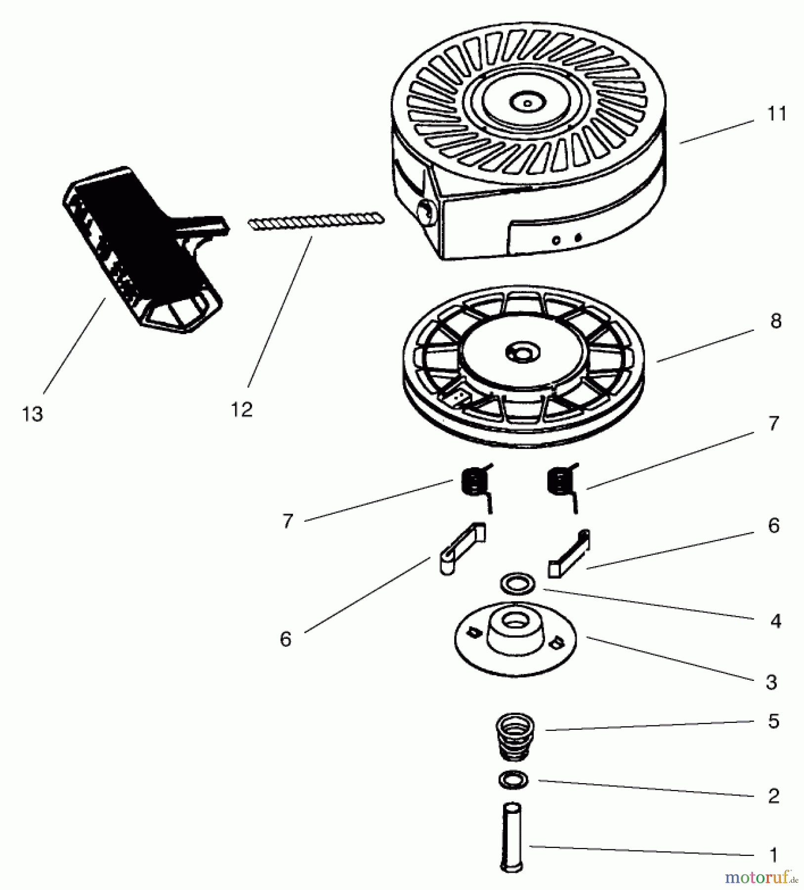  Toro Neu Snow Blowers/Snow Throwers Seite 1 38411 (2400) - Toro CCR 2400 Snowthrower, 1997 (7900001-7999999) RECOIL STARTER ASSEMBLY NO. 590712