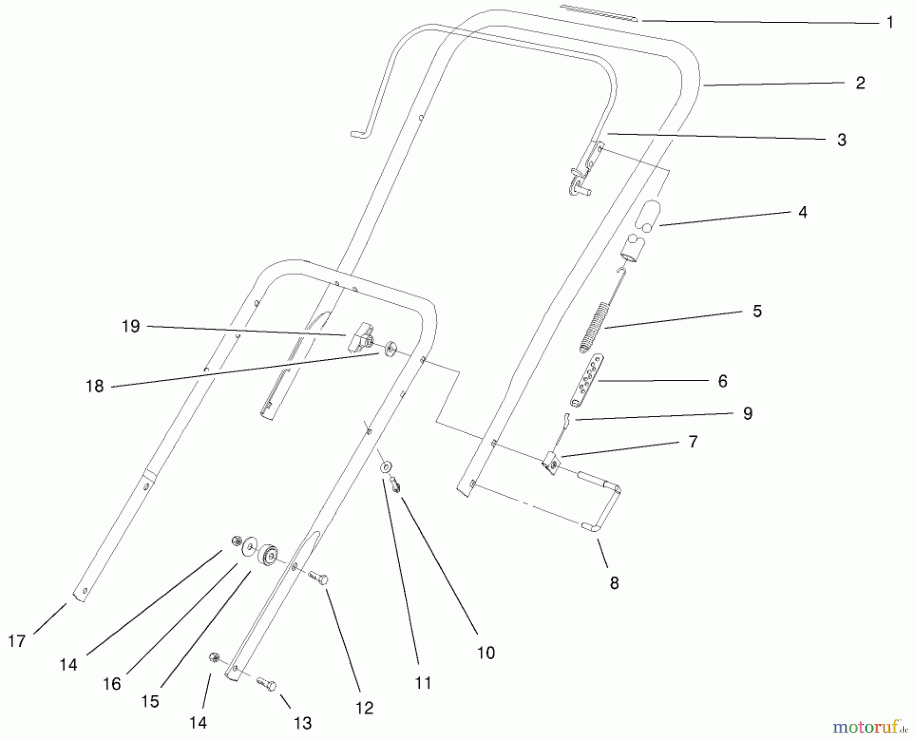  Toro Neu Snow Blowers/Snow Throwers Seite 1 38419 (2450) - Toro CCR 2450 Snowthrower, 2000 (200012437-200999999) HANDLE ASSEMBLY