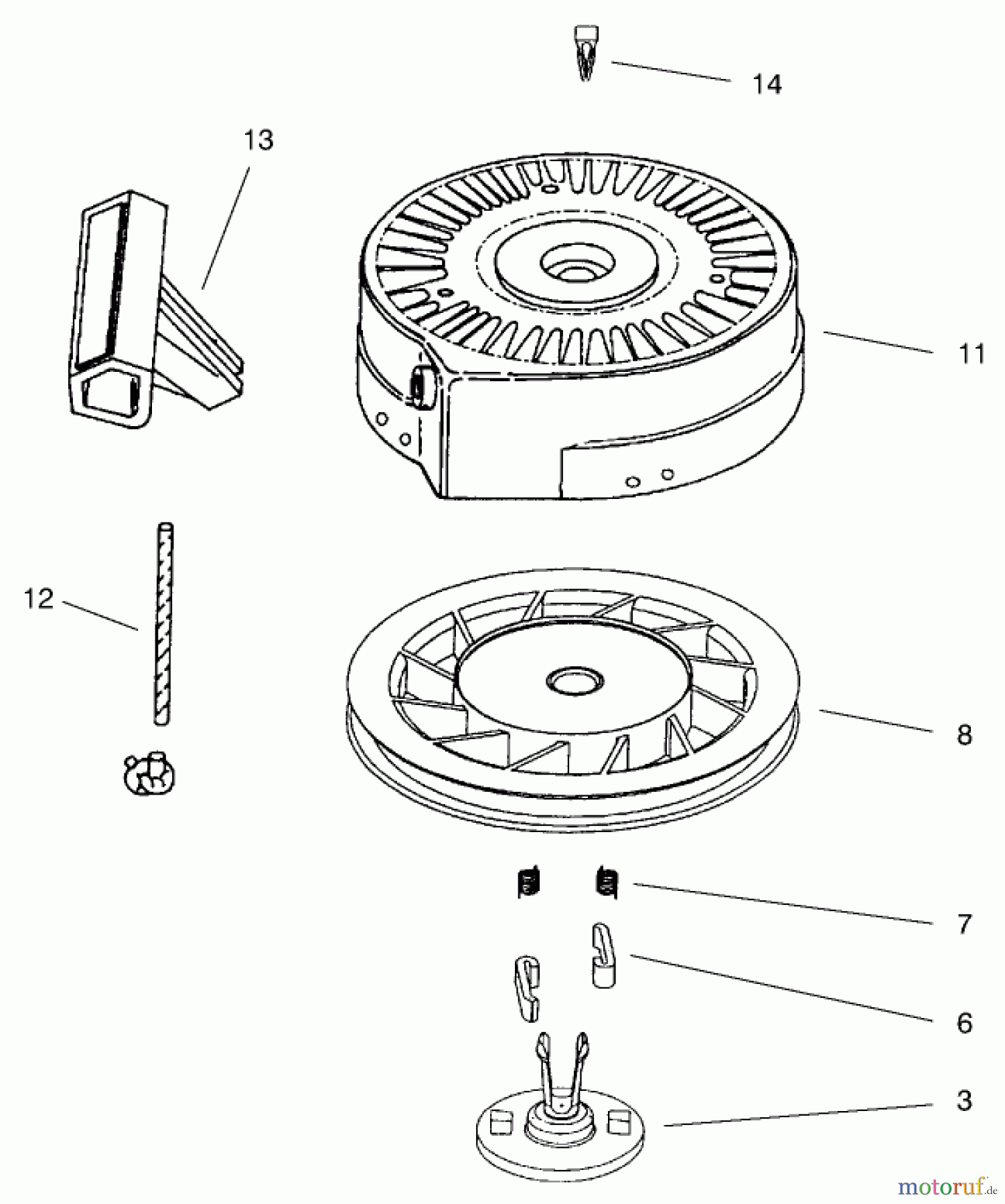  Toro Neu Snow Blowers/Snow Throwers Seite 1 38416 (2400) - Toro CCR 2400 Snowthrower, 1997 (7900001-7999999) RECOIL STARTER ASSEMBLY NO. 590743 (OPTIONAL)