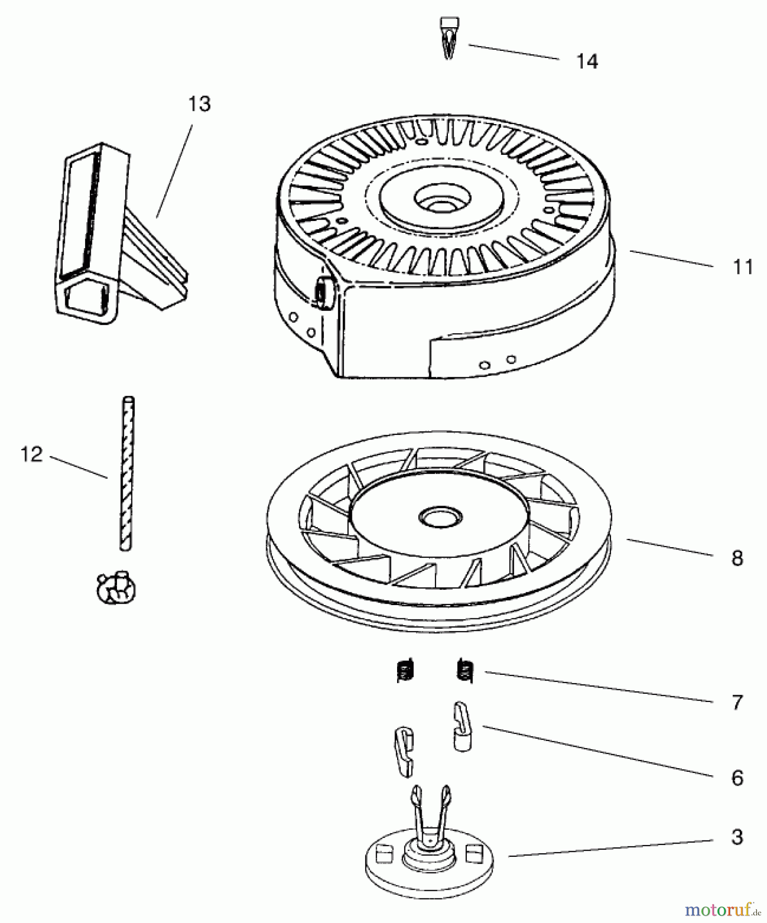  Toro Neu Snow Blowers/Snow Throwers Seite 1 38421 (2500) - Toro CCR 2500 Snowthrower, 1997 (7900001-7999999) RECOIL STARTER ASSEMBLY NO. 590743 (OPTIONAL)