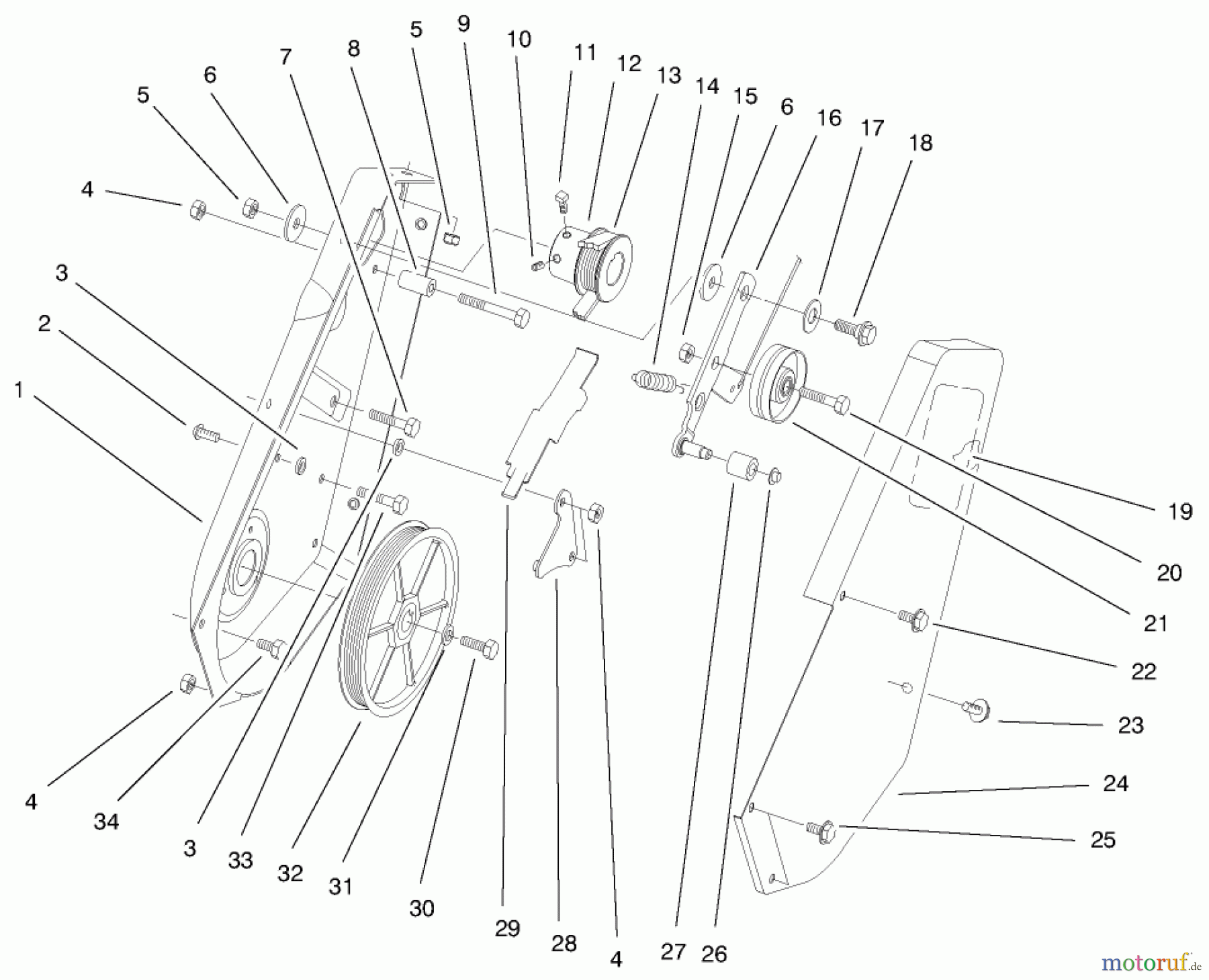  Toro Neu Snow Blowers/Snow Throwers Seite 1 38427 (2500) - Toro CCR 2500 Snowthrower, 1998 (8900001-8999999) PULLEY AND COVER ASSEMBLY