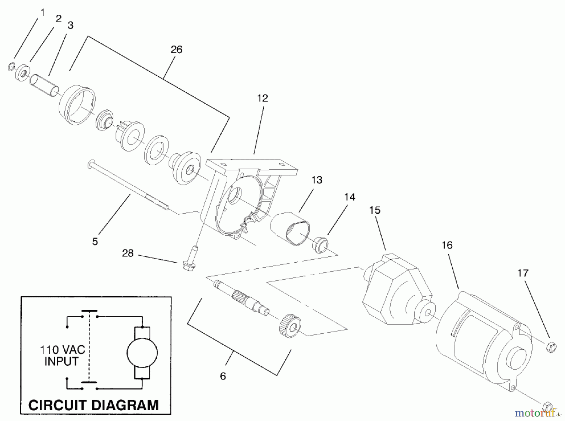  Toro Neu Snow Blowers/Snow Throwers Seite 1 38431 (3000) - Toro CCR 3000 Snowthrower, 1998 (8900001-8999999) STARTER MOTOR ASSEMBLY (MODEL NO. 38435 & 38436)