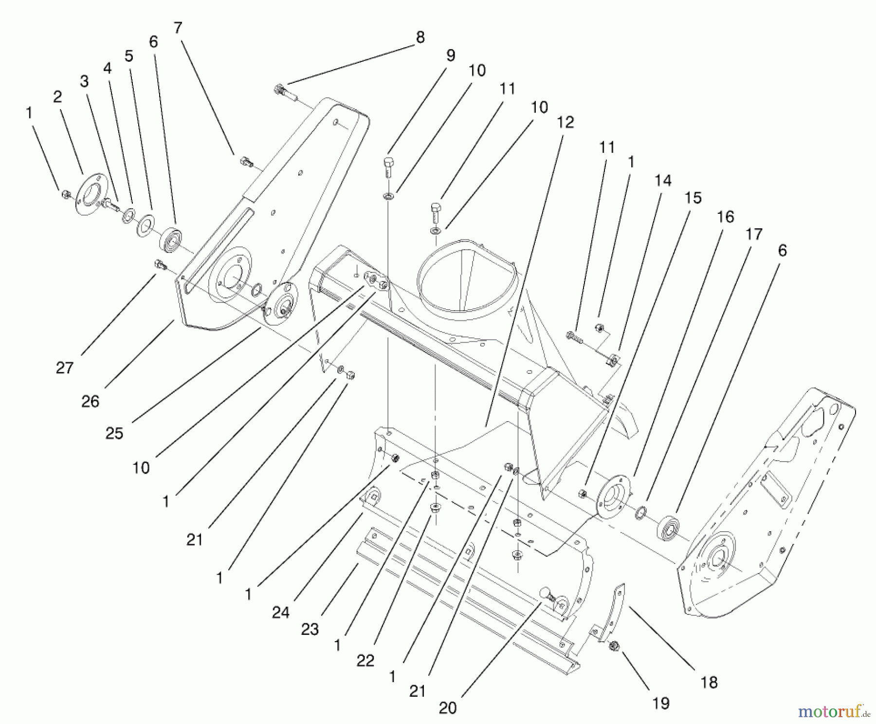  Toro Neu Snow Blowers/Snow Throwers Seite 1 38445 (3650) - Toro CCR 3650 Snowthrower, 2001 (210000001-210999999) HOUSING AND SIDE PLATE ASSEMBLY