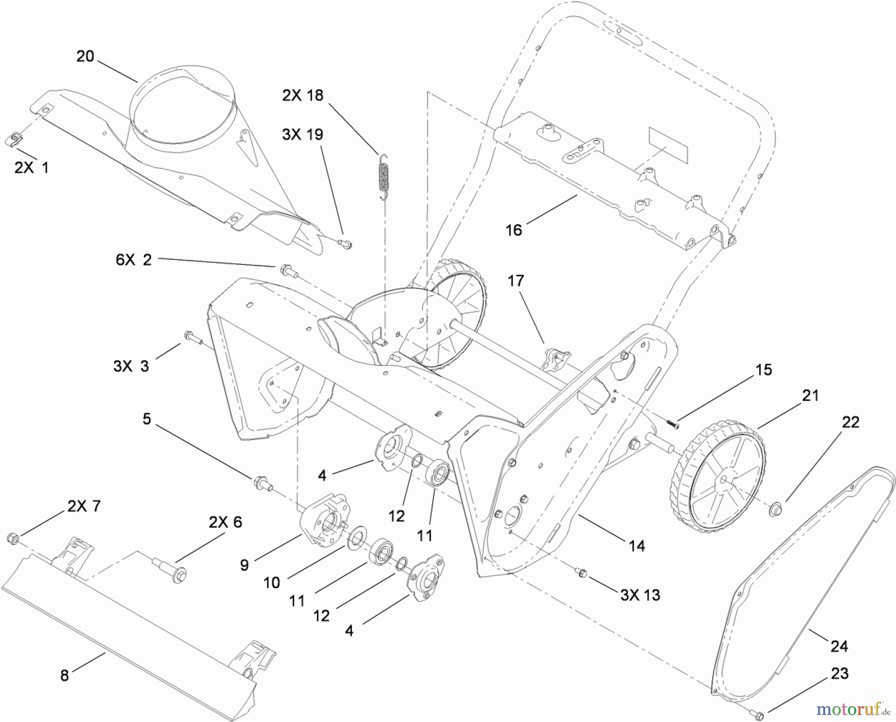  Toro Neu Snow Blowers/Snow Throwers Seite 1 38451 (621 R) - Toro Power Clear 621 R Snowthrower, 2012 (312000001-312999999) MAIN FRAME ASSEMBLY