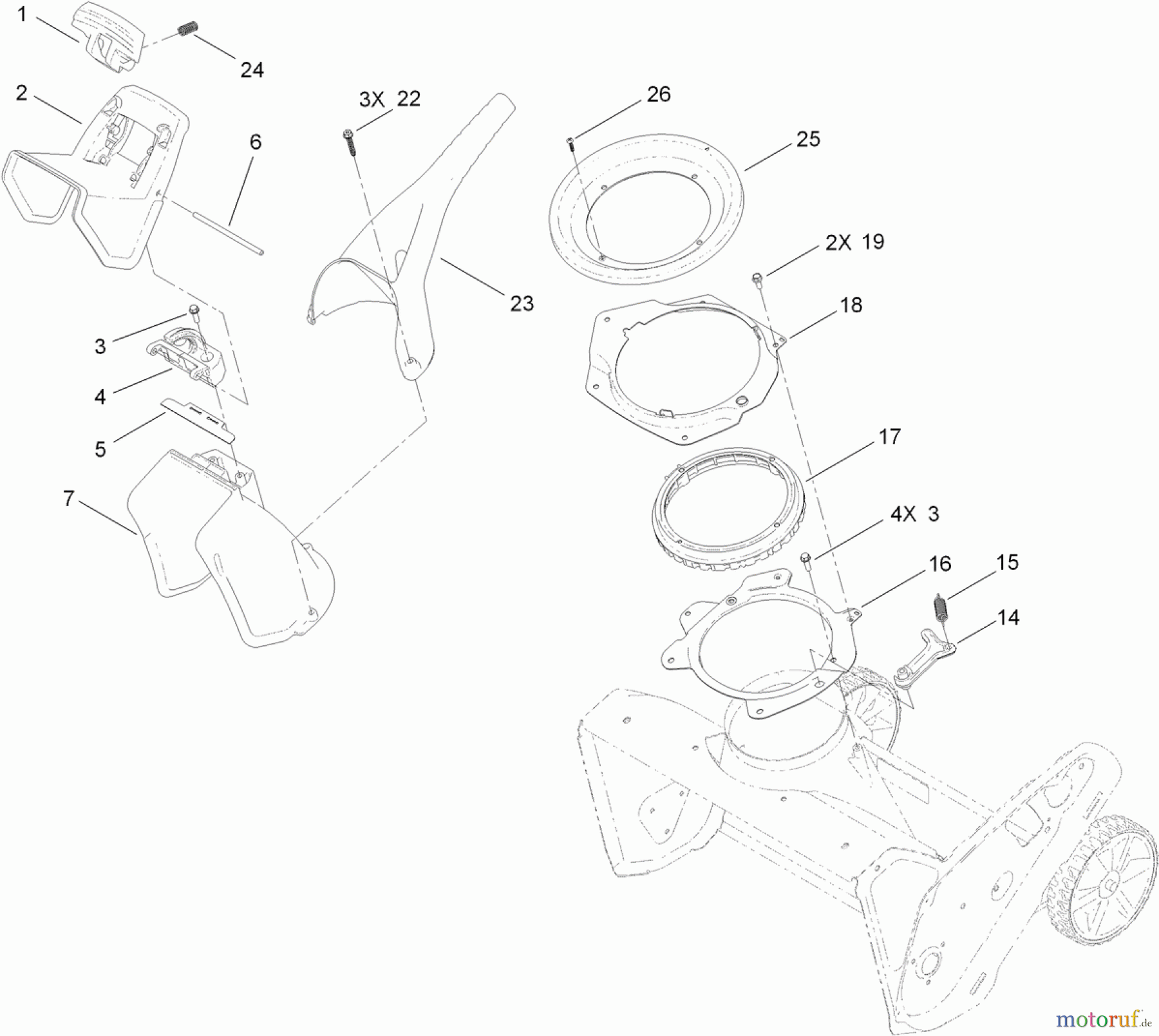  Toro Neu Snow Blowers/Snow Throwers Seite 1 38453 - Toro Power Clear Snowthrower, 2011 (311000001-311999999) CHUTE CONTROL ASSEMBLY