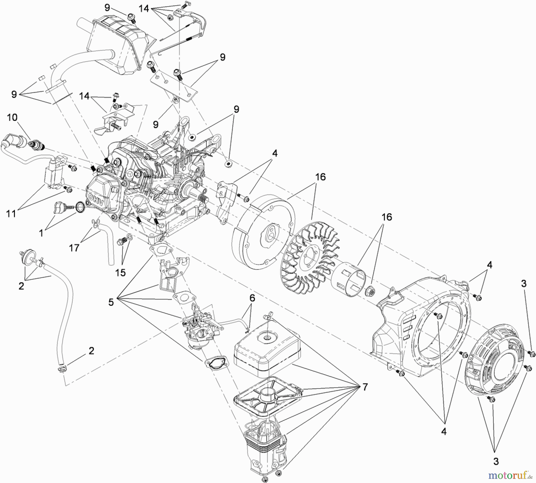  Toro Neu Snow Blowers/Snow Throwers Seite 1 38453 - Toro Power Clear Snowthrower, 2011 (311000001-311999999) ENGINE COMPONENT ASSEMBLY NO. 119-1943