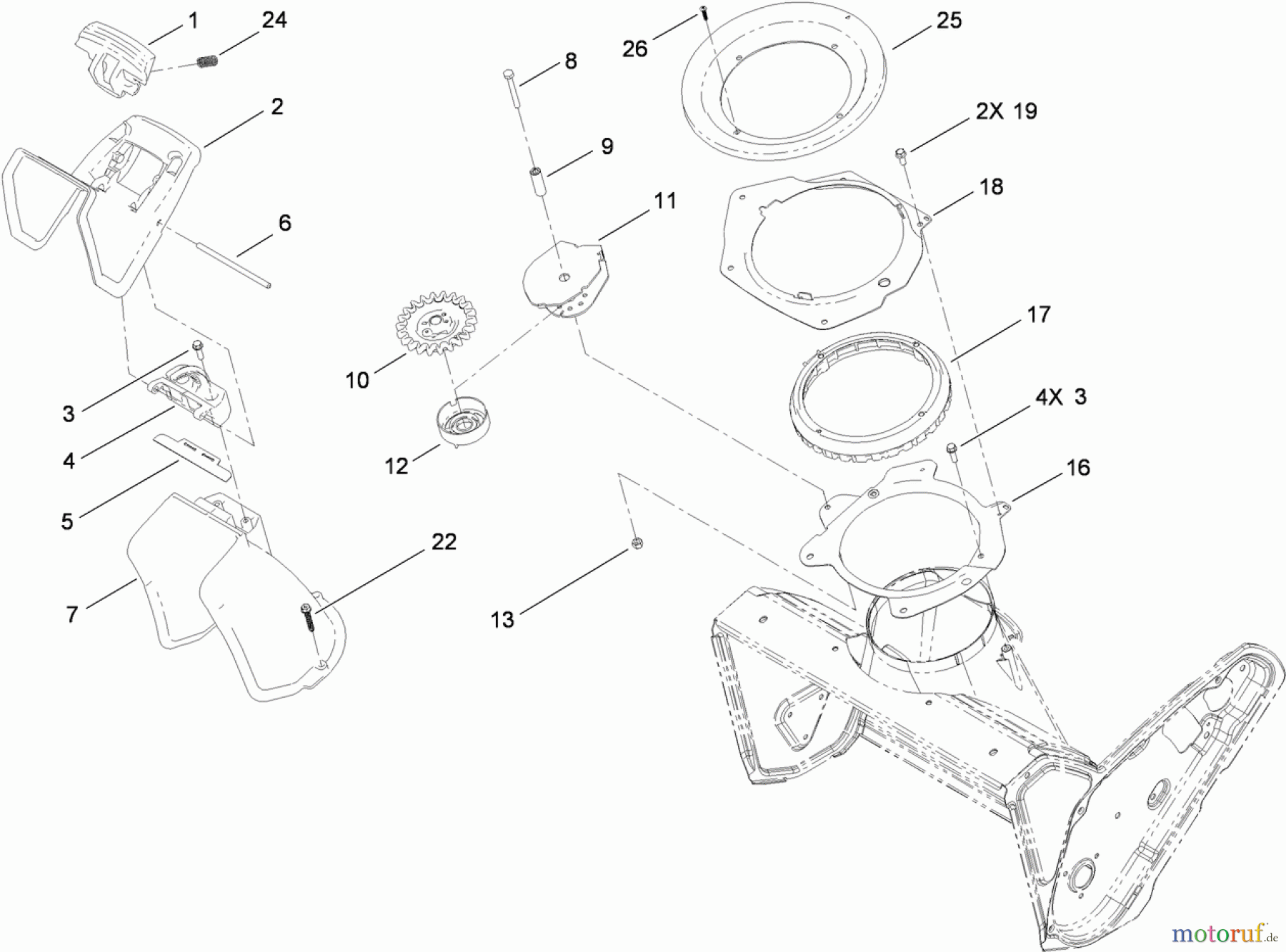  Toro Neu Snow Blowers/Snow Throwers Seite 1 38458 (621 QZR) - Toro Power Clear 621 QZR Snowthrower, 2013 (SN 313000001-313999999) CHUTE CONTROL ASSEMBLY