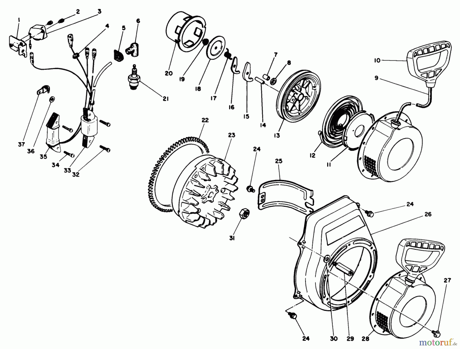  Toro Neu Snow Blowers/Snow Throwers Seite 1 38500 (624) - Toro 624 Power Shift Snowthrower, 1989 (9000001-9999999) ENGINE NO. 68-8280 IGNITION ASSEMBLY