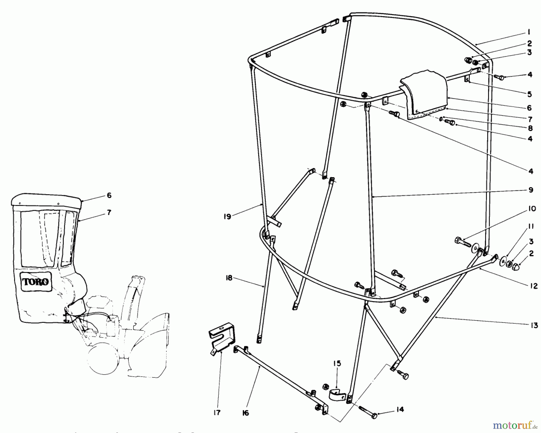  Toro Neu Snow Blowers/Snow Throwers Seite 1 38505 (624) - Toro 624 Power Shift Snowthrower, 1990 (0000001-0999999) SNOW CAB ASSEMBLY NO. 68-9500 (OPTIONAL)