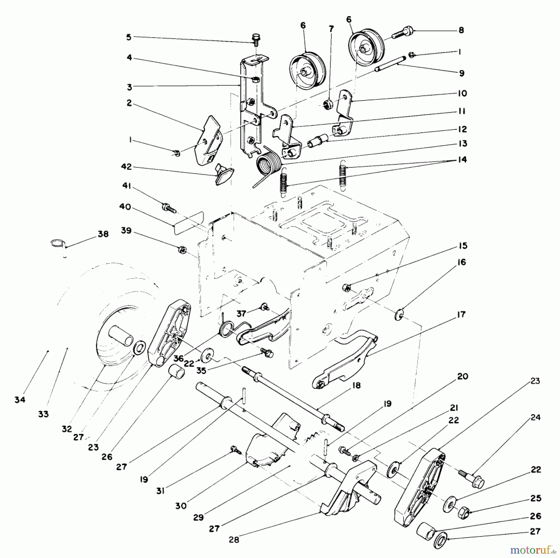  Toro Neu Snow Blowers/Snow Throwers Seite 1 38500 (624) - Toro 624 Power Shift Snowthrower, 1989 (9000001-9999999) TRACTION DRIVE ASSEMBLY