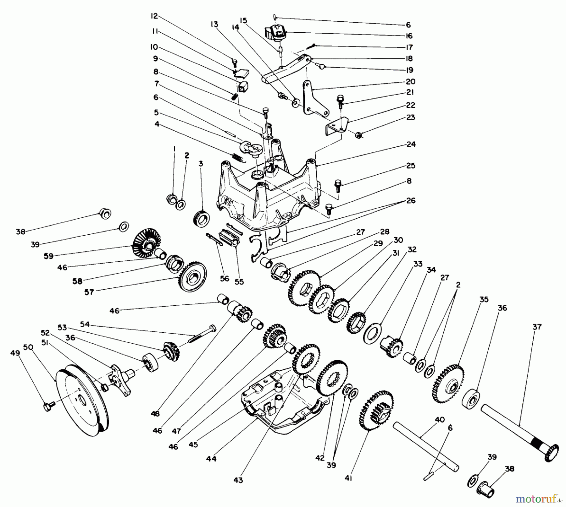  Toro Neu Snow Blowers/Snow Throwers Seite 1 38505 (624) - Toro 624 Power Shift Snowthrower, 1989 (9000001-9999999) TRANSMISSION ASSEMBLY NO. 66-8030