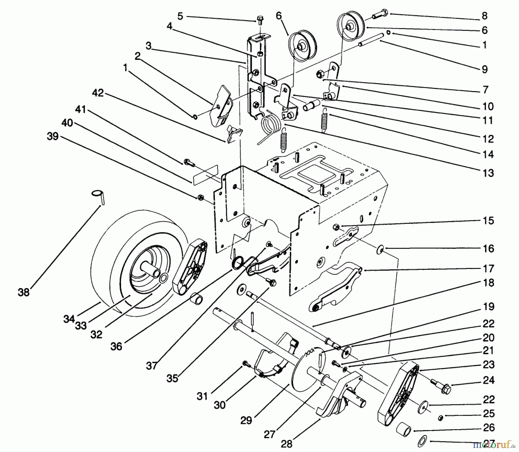  Toro Neu Snow Blowers/Snow Throwers Seite 1 38505 (624) - Toro 624 Power Shift Snowthrower, 1991 (1000001-1999999) TRACTION DRIVE ASSEMBLY