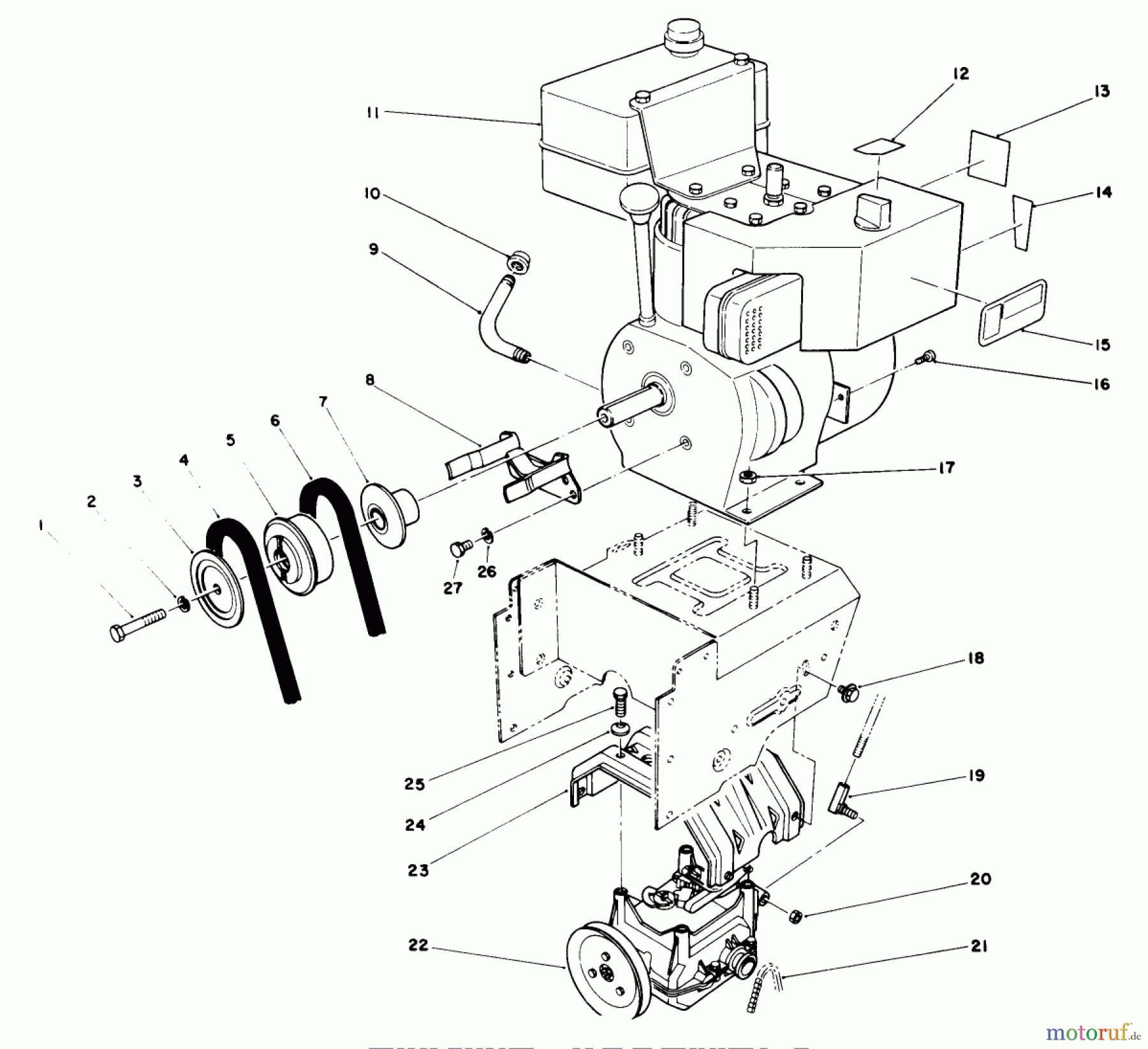  Toro Neu Snow Blowers/Snow Throwers Seite 1 38510 (624) - Toro 624 Power Shift Snowthrower, 1989 (9000001-9999999) ENGINE ASSEMBLY