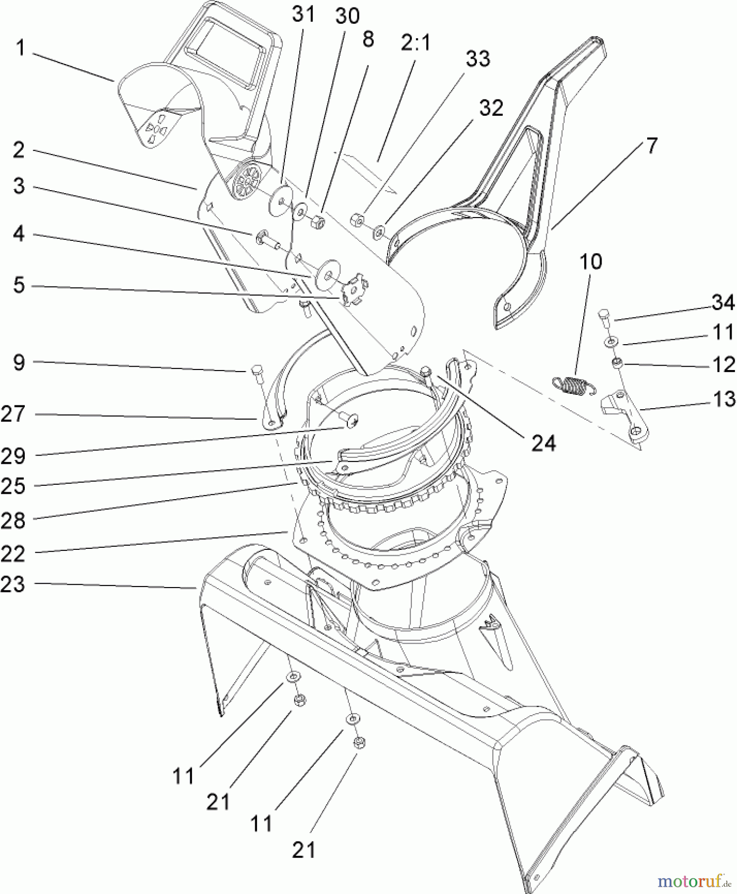  Toro Neu Snow Blowers/Snow Throwers Seite 1 38515 (2450) - Toro CCR 2450 GTS Snowthrower, 2005 (250000001-250999999) CHUTE ASSEMBLY