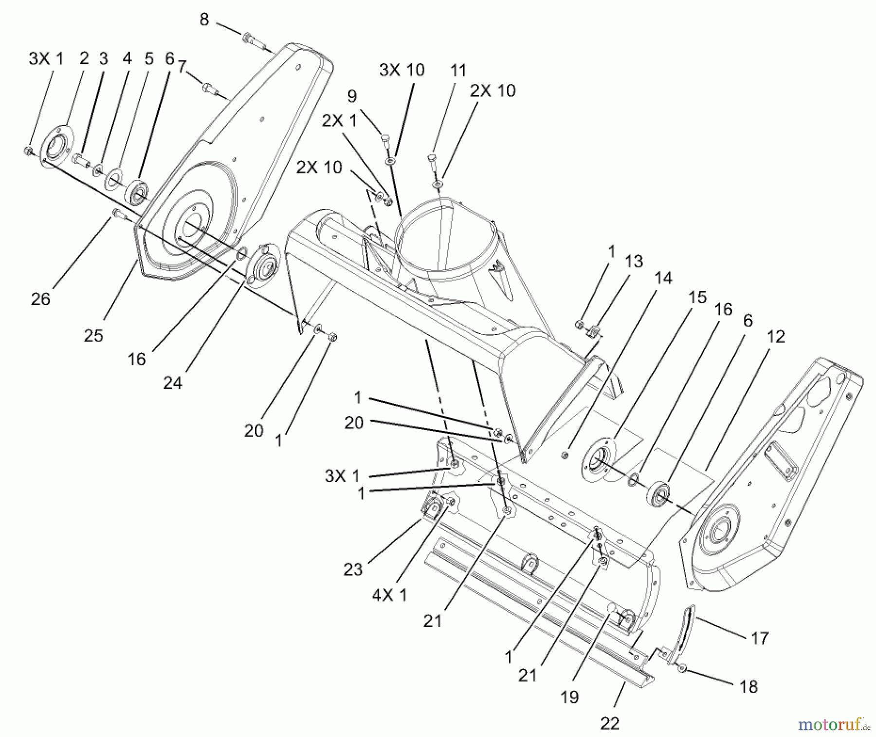  Toro Neu Snow Blowers/Snow Throwers Seite 1 38515 (2450) - Toro CCR 2450 GTS Snowthrower, 2005 (250000001-250999999) HOUSING AND SIDE PLATE ASSEMBLY