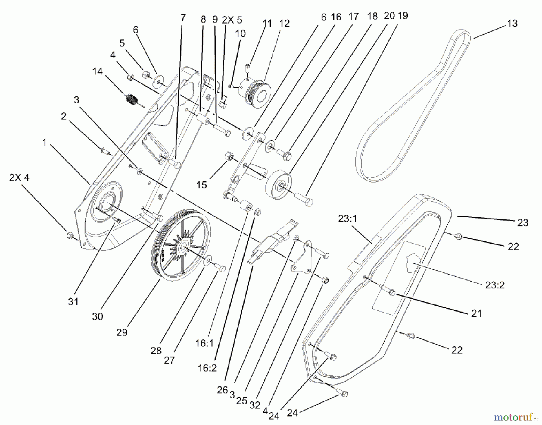  Toro Neu Snow Blowers/Snow Throwers Seite 1 38515 (2450) - Toro CCR 2450 GTS Snowthrower, 2005 (250000001-250999999) IMPELLER DRIVE ASSEMBLY