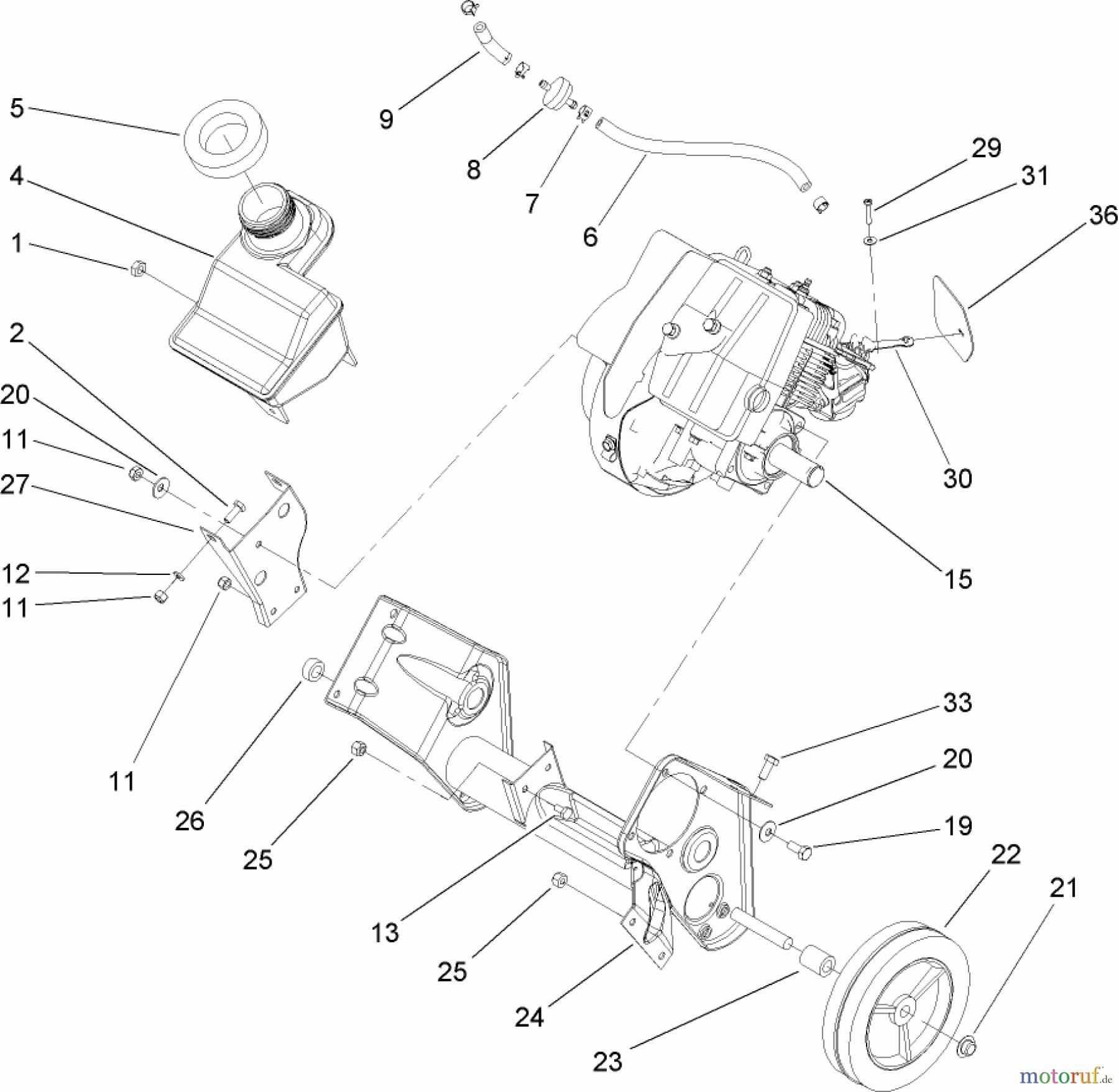  Toro Neu Snow Blowers/Snow Throwers Seite 1 38515 (2450) - Toro CCR 2450 GTS Snowthrower, 2006 (260000001-260999999) ENGINE AND FRAME ASSEMBLY