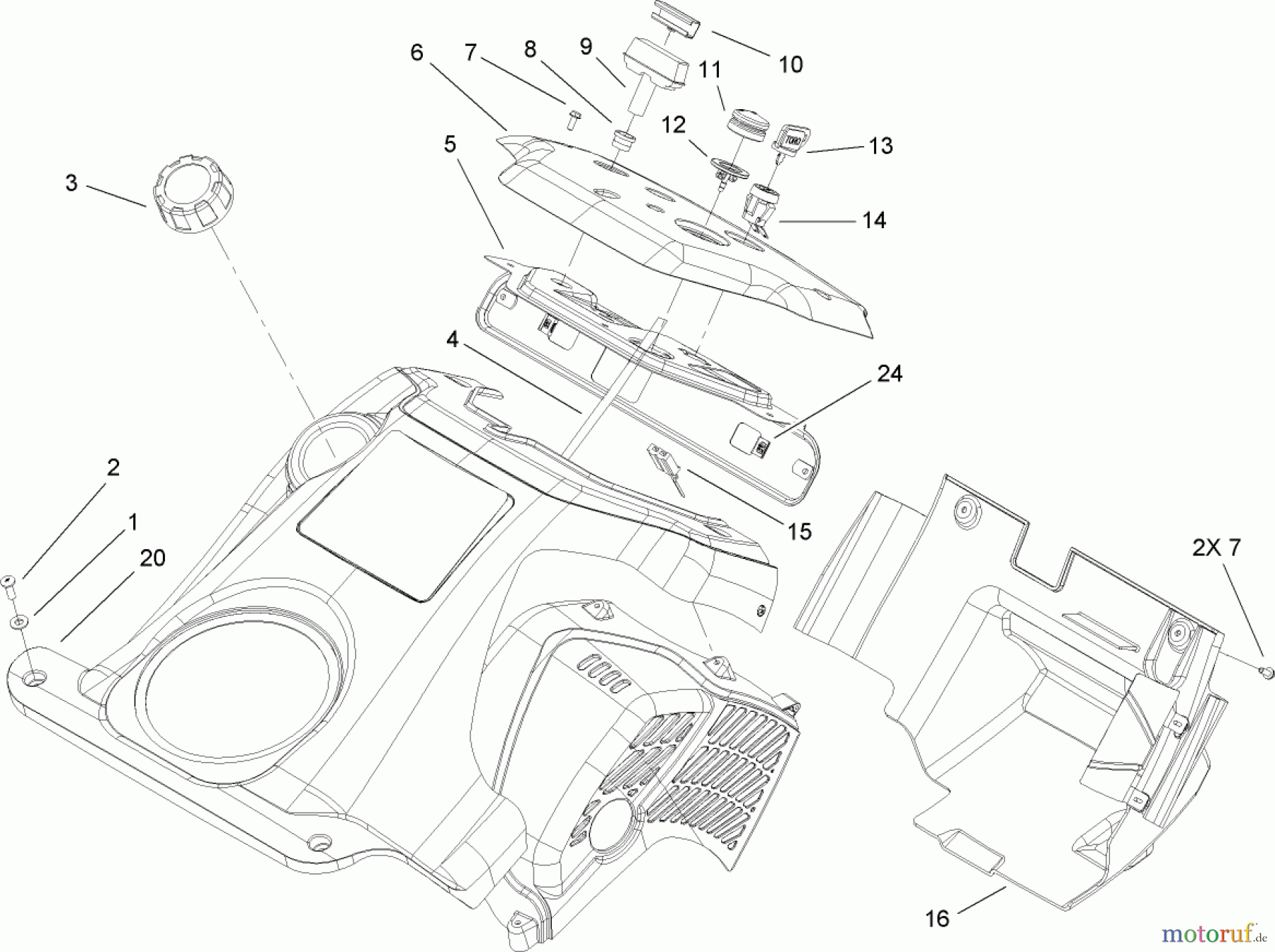  Toro Neu Snow Blowers/Snow Throwers Seite 1 38515 (2450) - Toro CCR 2450 GTS Snowthrower, 2007 (270000001-270010000) SHROUD AND CONTROL PANEL ASSEMBLY