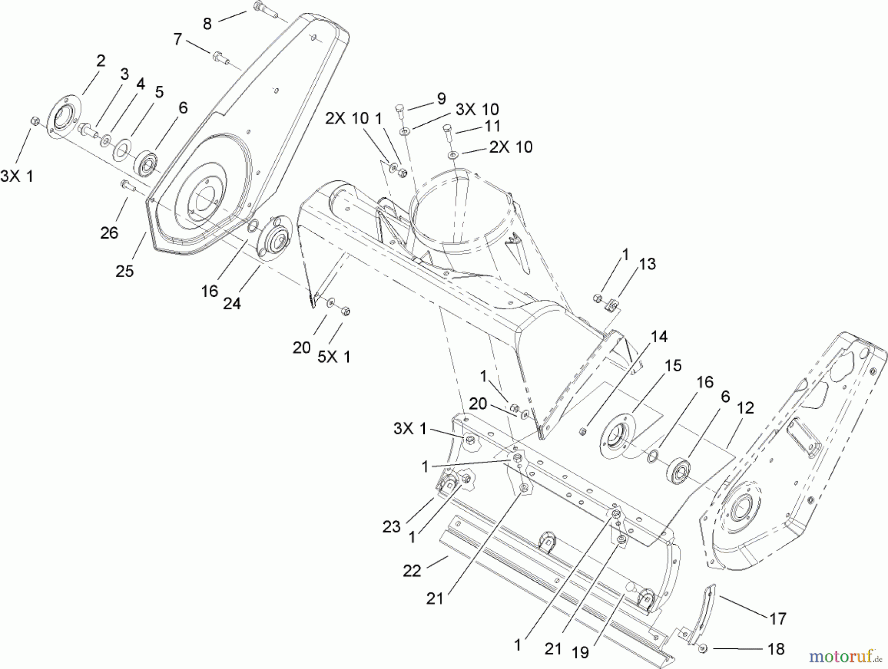  Toro Neu Snow Blowers/Snow Throwers Seite 1 38515 (2450) - Toro CCR 2450 GTS Snowthrower, 2007 (270010001-270999999) ROTOR HOUSING AND SCRAPER ASSEMBLY