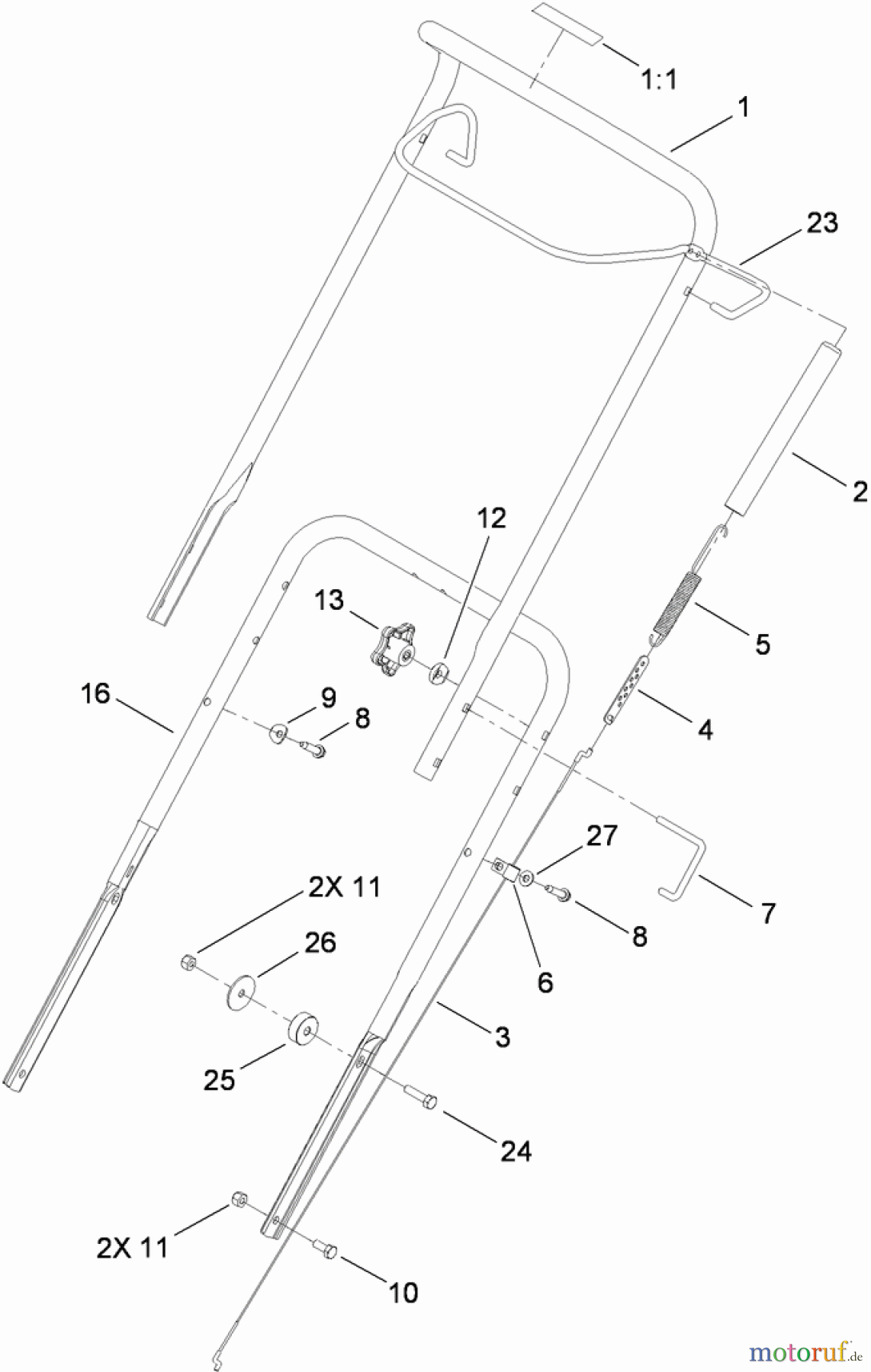  Toro Neu Snow Blowers/Snow Throwers Seite 1 38515 (2450) - Toro CCR 2450 GTS Snowthrower, 2011 (311000001-311999999) HANDLE ASSEMBLY