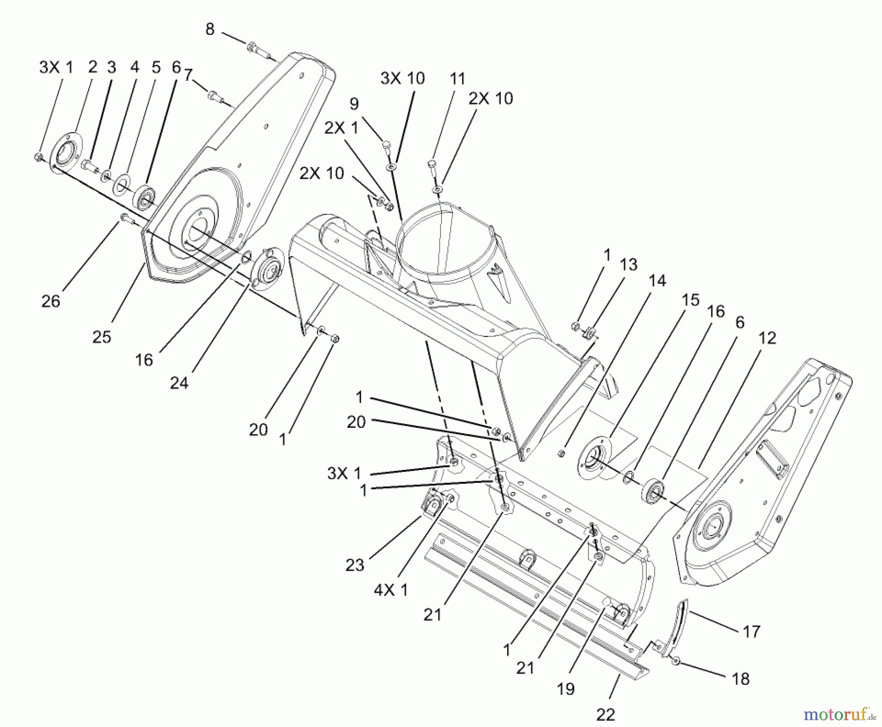  Toro Neu Snow Blowers/Snow Throwers Seite 1 38517 (3650) - Toro CCR 3650 GTS Snowthrower, 2004 (240000001-240999999) HOUSING AND SIDE PLATE ASSEMBLY