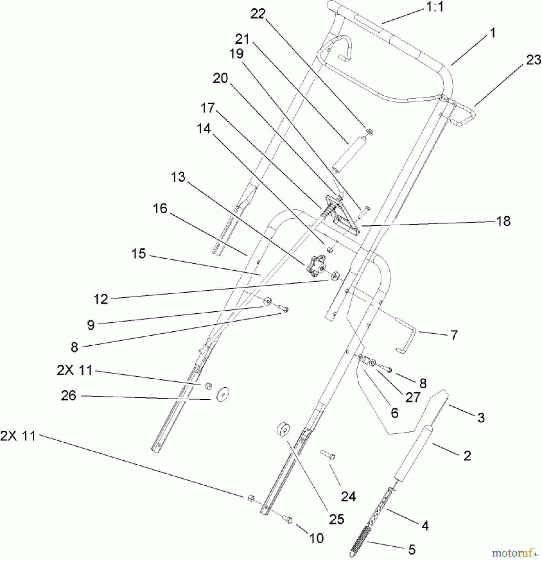  Toro Neu Snow Blowers/Snow Throwers Seite 1 38517 (3650) - Toro CCR 3650 GTS Snowthrower, 2005 (250000001-250999999) HANDLE ASSEMBLY