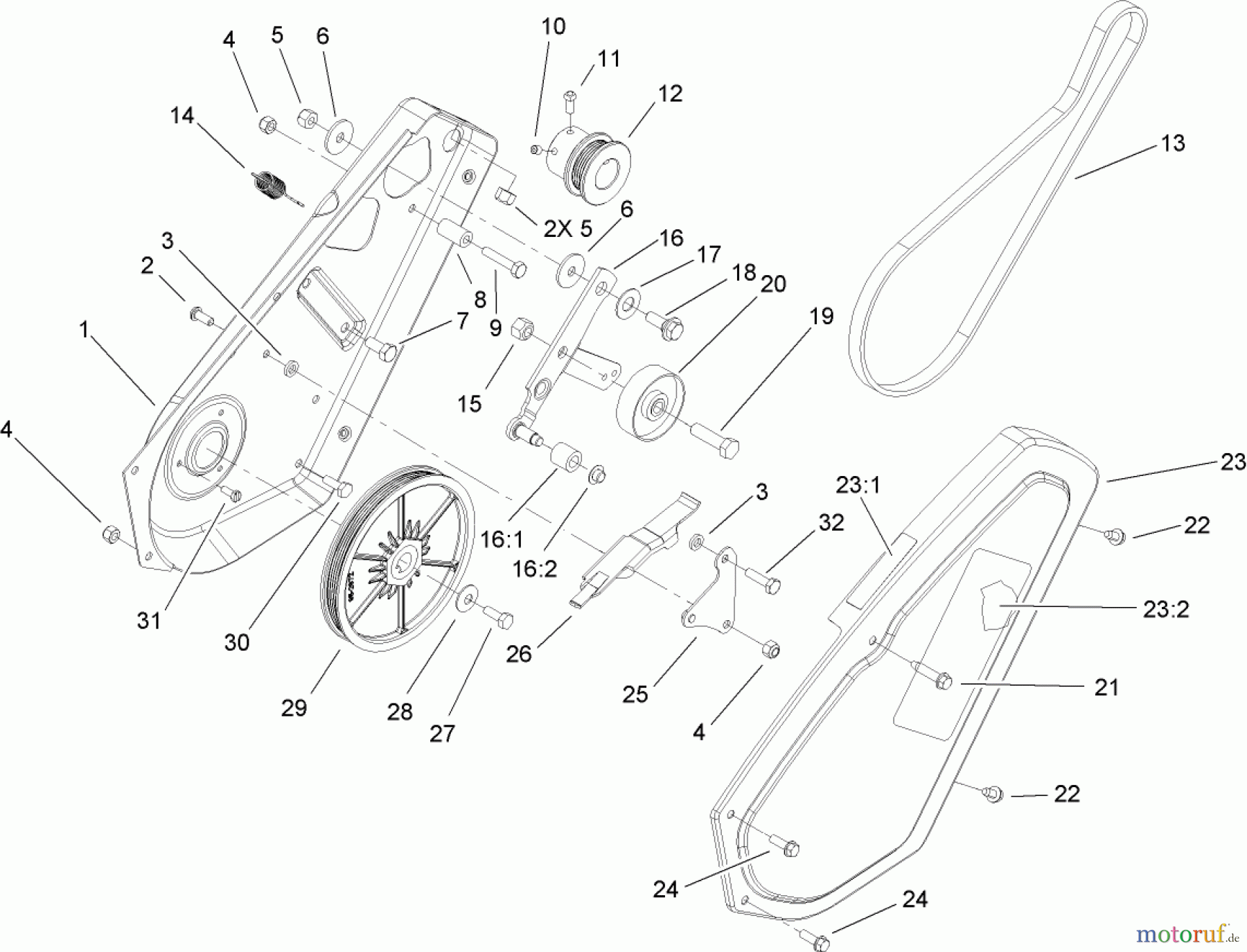  Toro Neu Snow Blowers/Snow Throwers Seite 1 38517 (3650) - Toro CCR 3650 GTS Snowthrower, 2007 (270010001-270999999) IMPELLER DRIVE ASSEMBLY