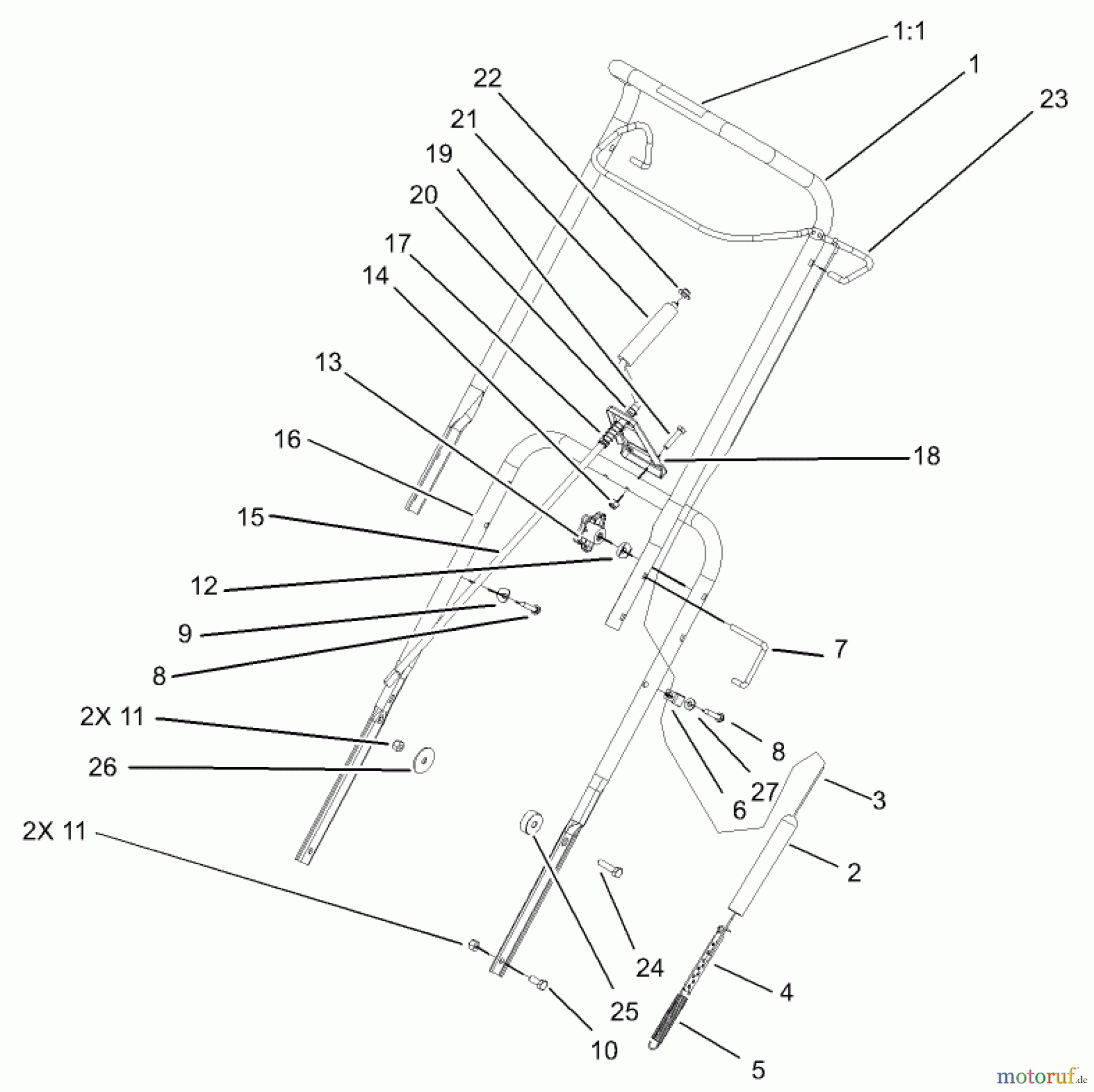  Toro Neu Snow Blowers/Snow Throwers Seite 1 38518 (3650) - Toro CCR 3650 GTS Snowthrower, 2004 (240000001-240999999) HANDLE ASSEMBLY