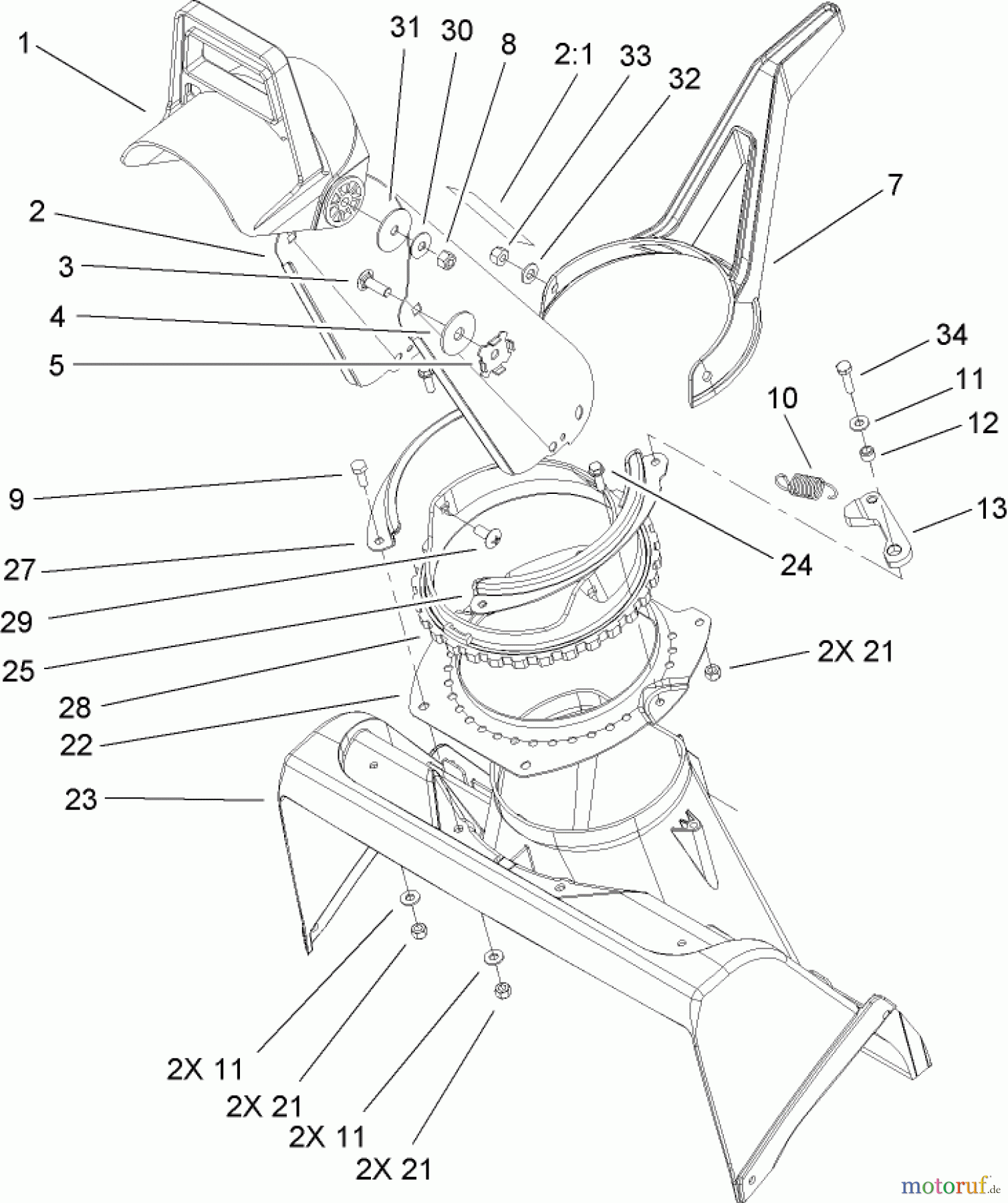  Toro Neu Snow Blowers/Snow Throwers Seite 1 38535 (2450) - Toro CCR 2450 GTS Snowthrower, 2007 (270000001-270999999) CHUTE AND ROTOR HOUSING ASSEMBLY