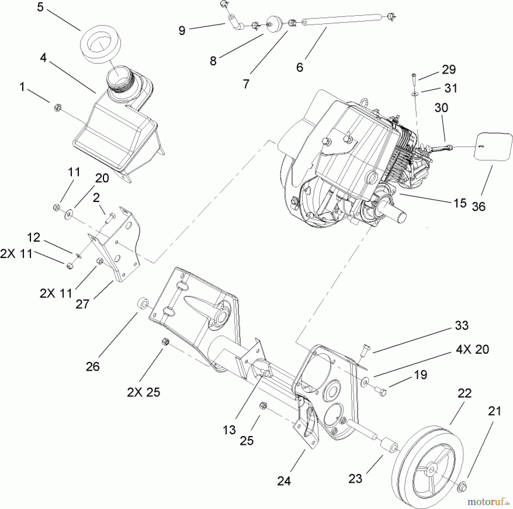  Toro Neu Snow Blowers/Snow Throwers Seite 1 38535 (2450) - Toro CCR 2450 GTS Snowthrower, 2007 (270000001-270999999) ENGINE, GAS TANK AND FRAME ASSEMBLY