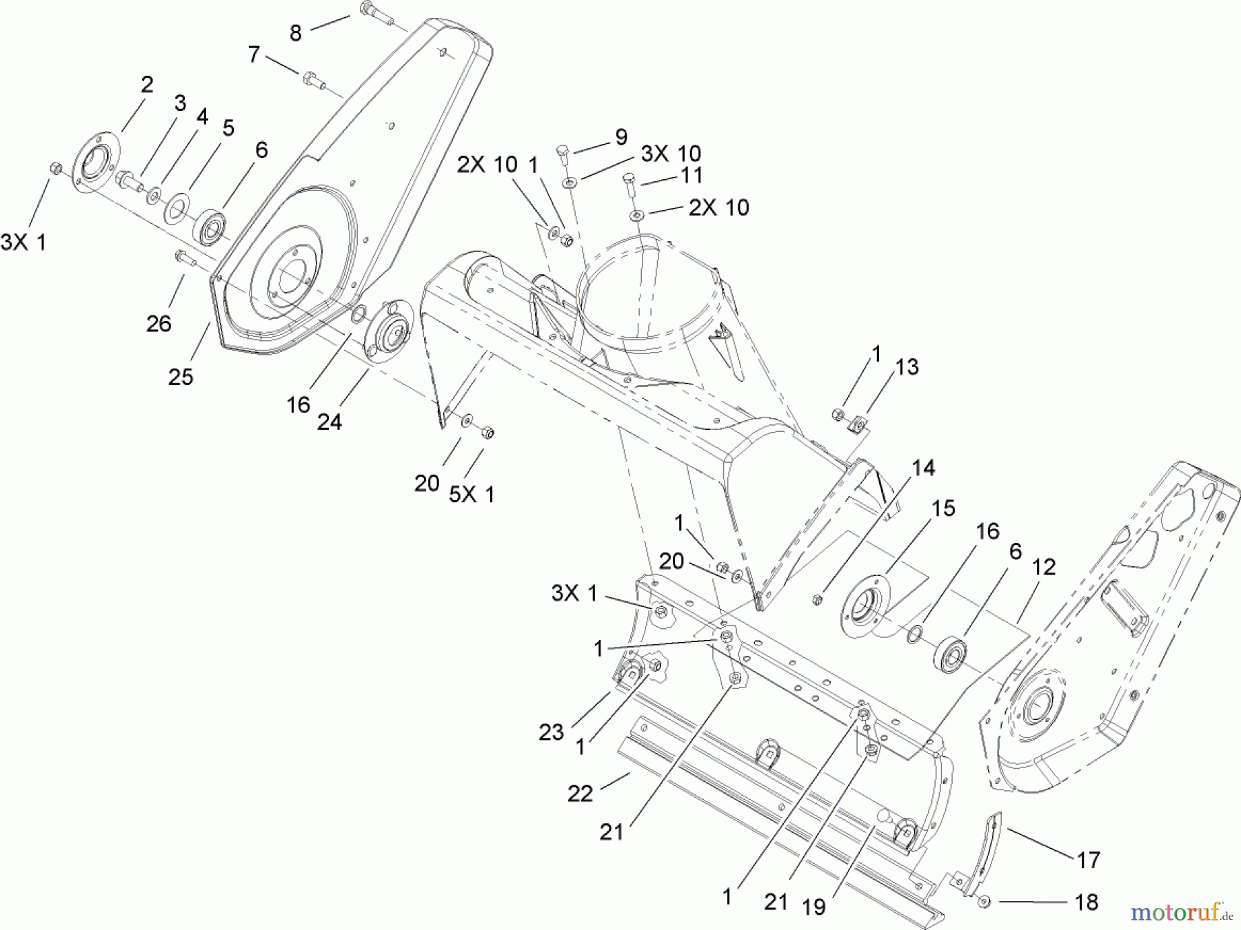  Toro Neu Snow Blowers/Snow Throwers Seite 1 38535 (2450) - Toro CCR 2450 GTS Snowthrower, 2007 (270000001-270999999) ROTOR HOUSING AND SCRAPER ASSEMBLY