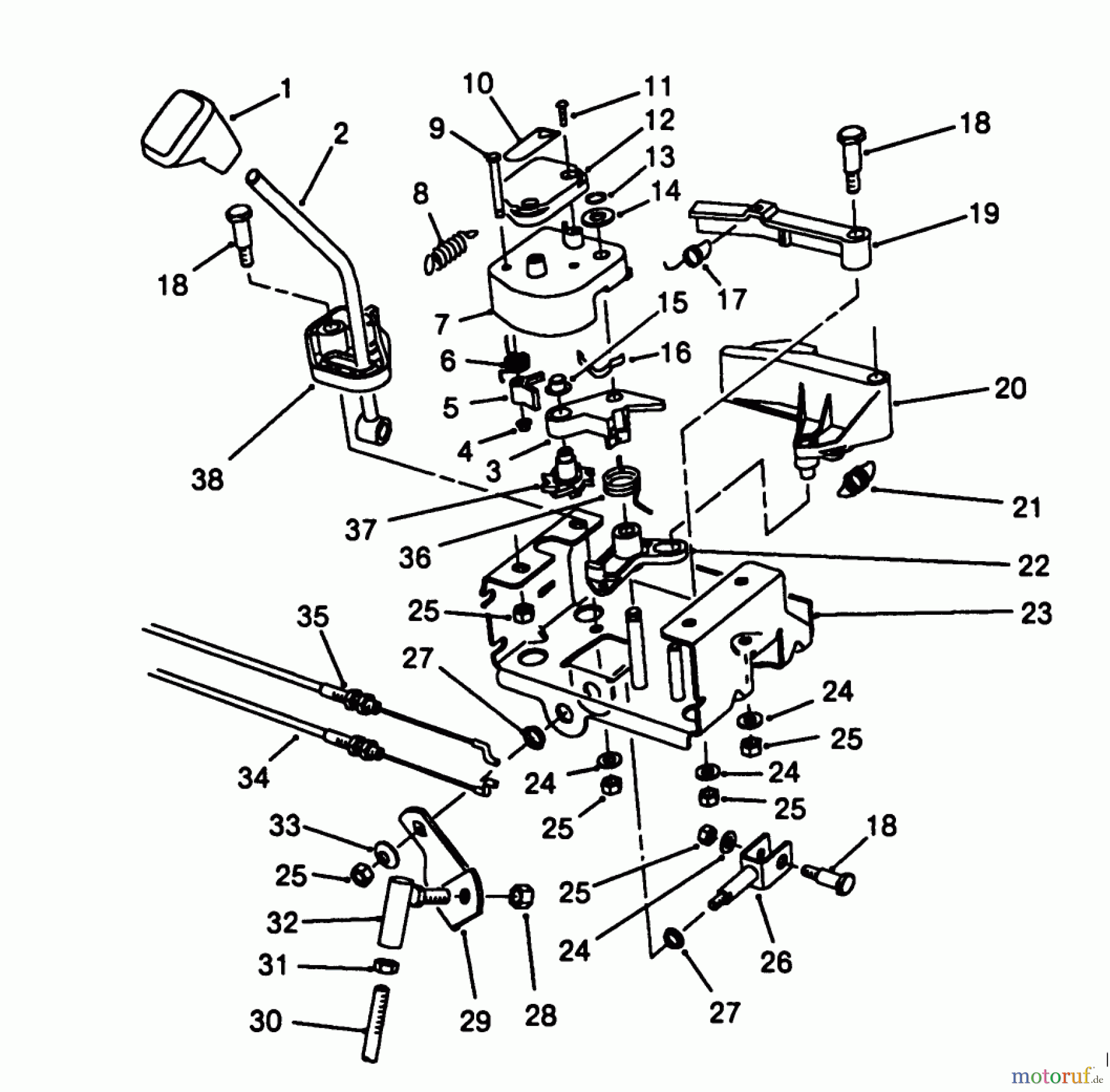  Toro Neu Snow Blowers/Snow Throwers Seite 1 38540 (824) - Toro 824 Power Shift Snowthrower, 1988 (8000001-8999999) TRACTION LINKAGE ASSEMBLY