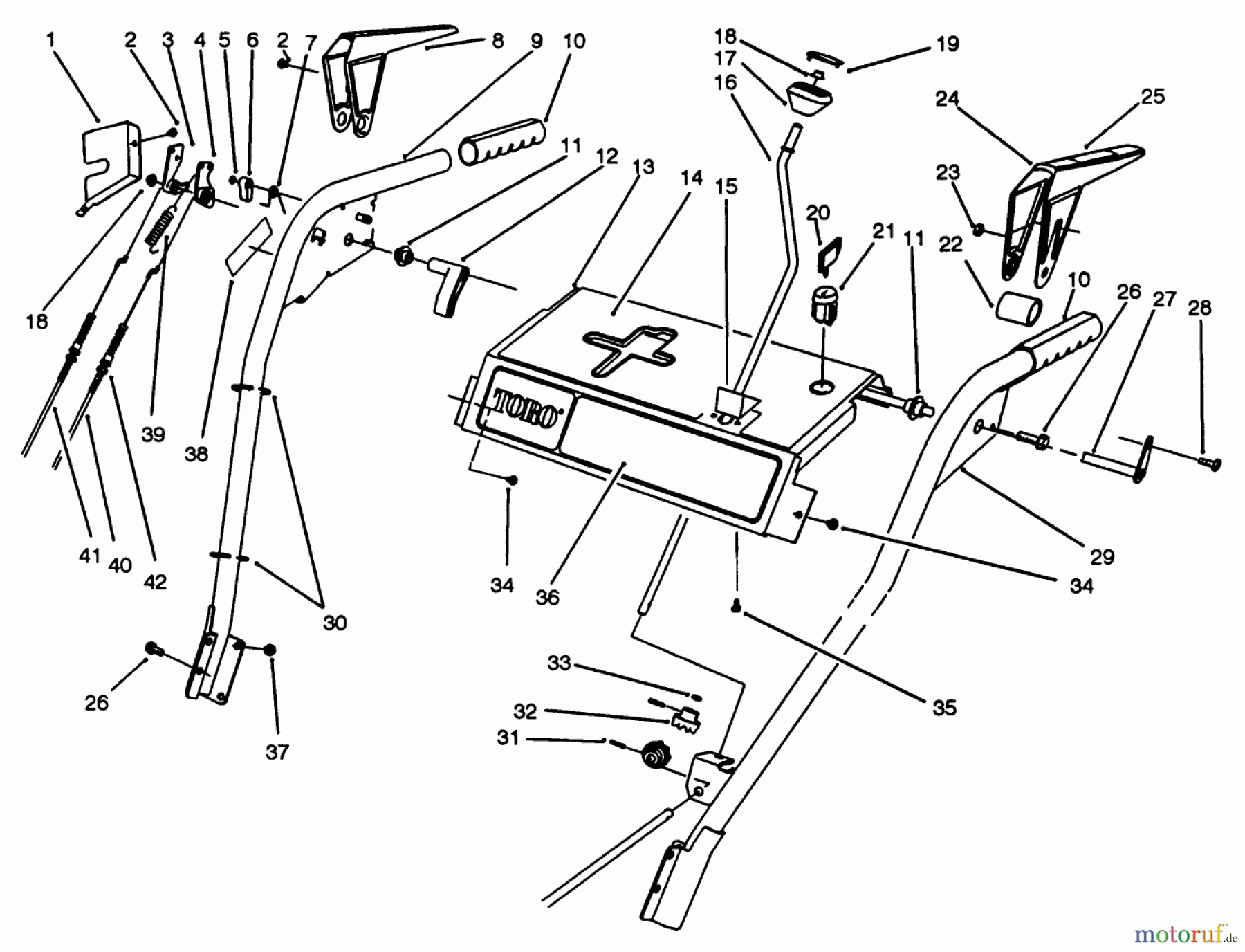  Toro Neu Snow Blowers/Snow Throwers Seite 1 38540 (824) - Toro 824 Power Shift Snowthrower, 1993 (3900001-3999999) HANDLE ASSEMBLY